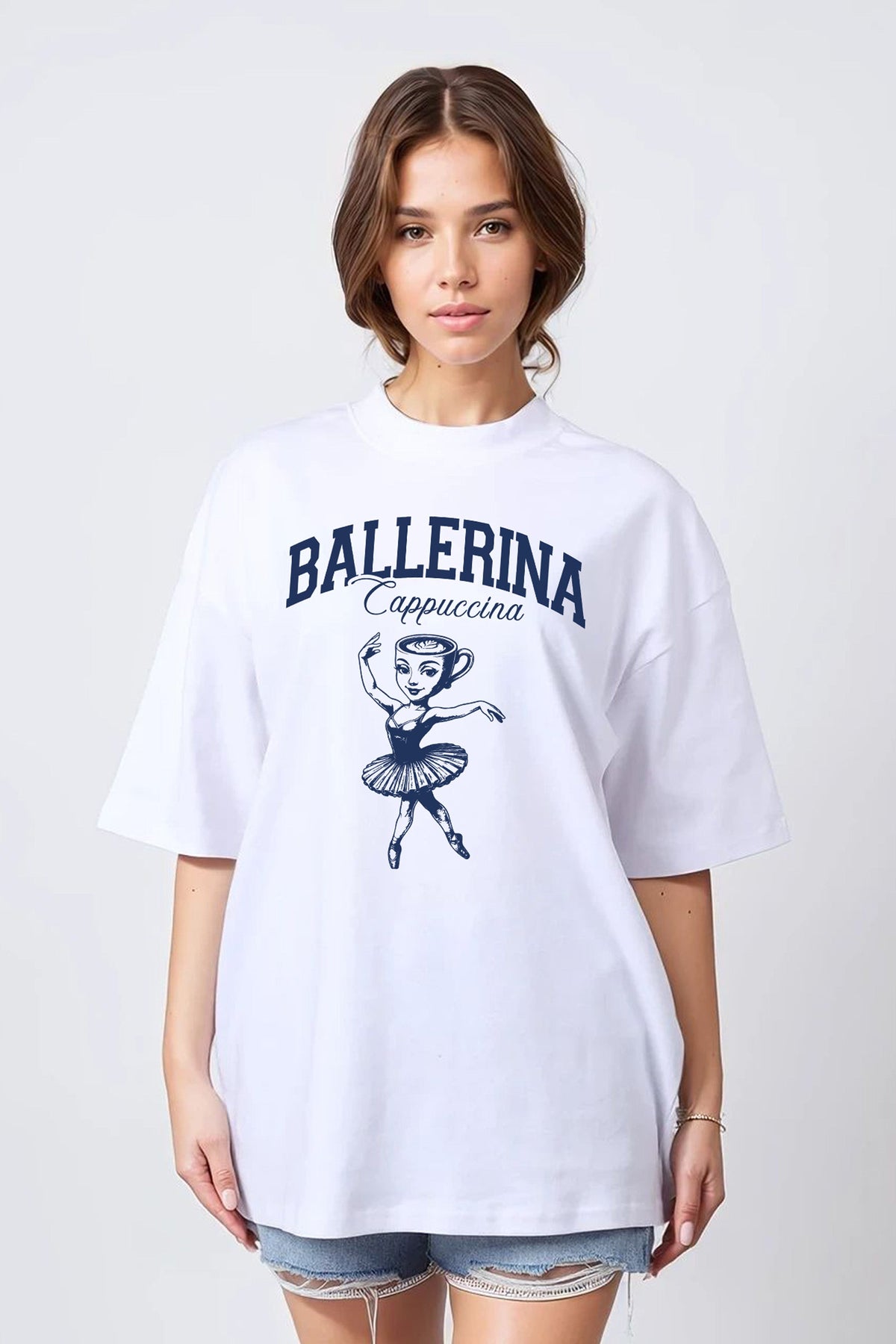 150GSM Oversized T-Shirt in Ballerina Cappuchina Brainrot Print