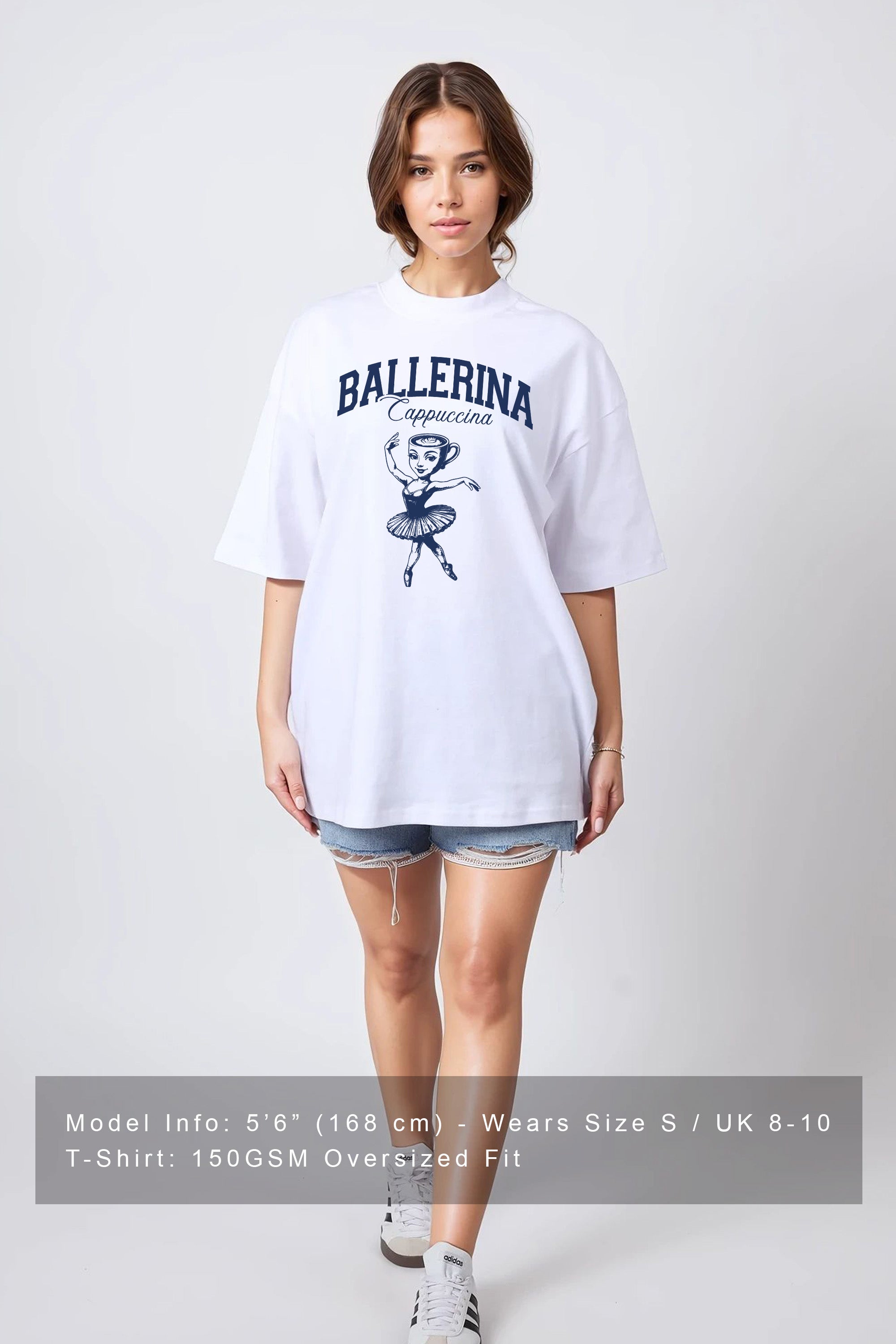 150GSM Oversized T-Shirt in Ballerina Cappuchina Brainrot Print