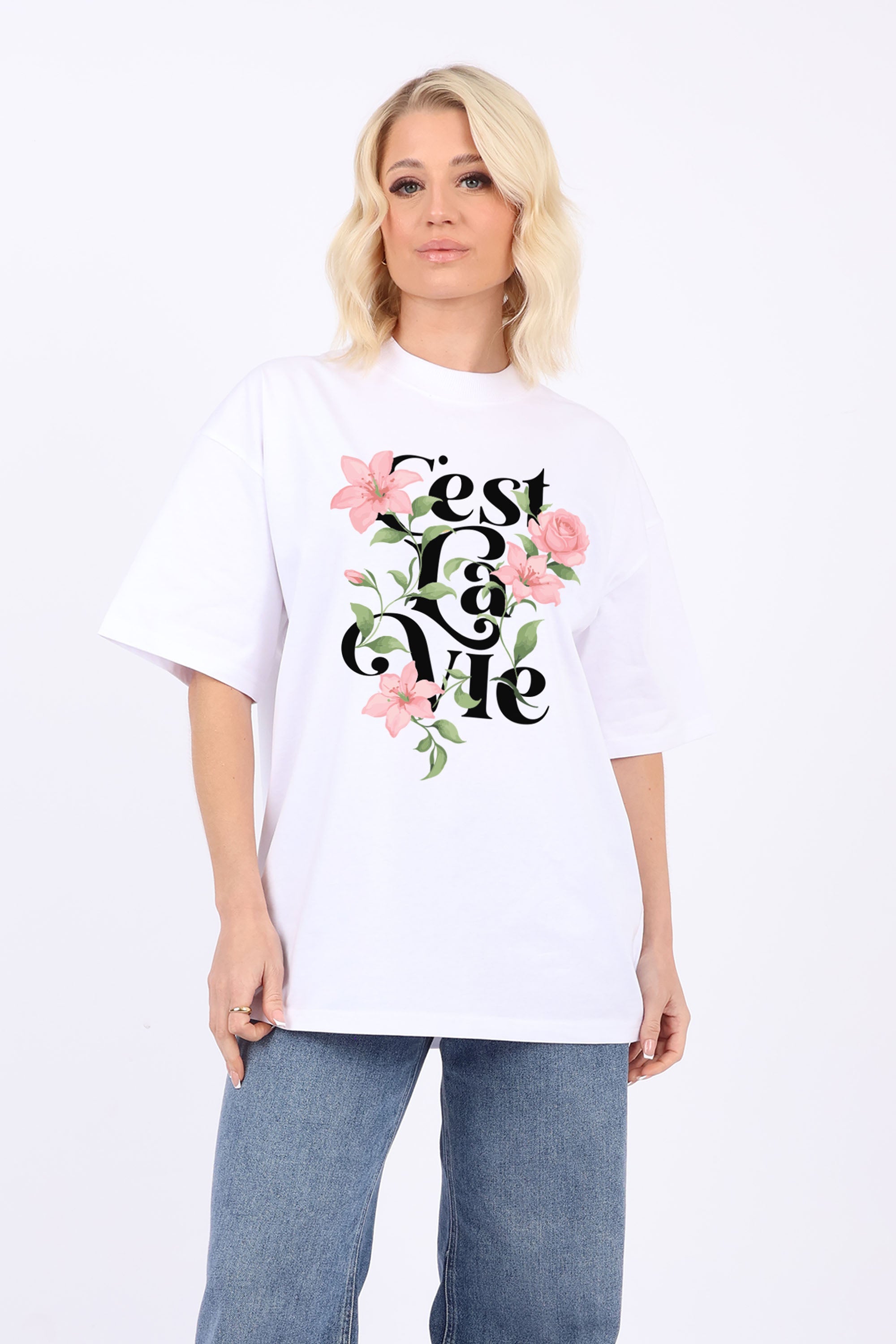 220GSM Oversized T-Shirt In C’est La Vie Floral Print