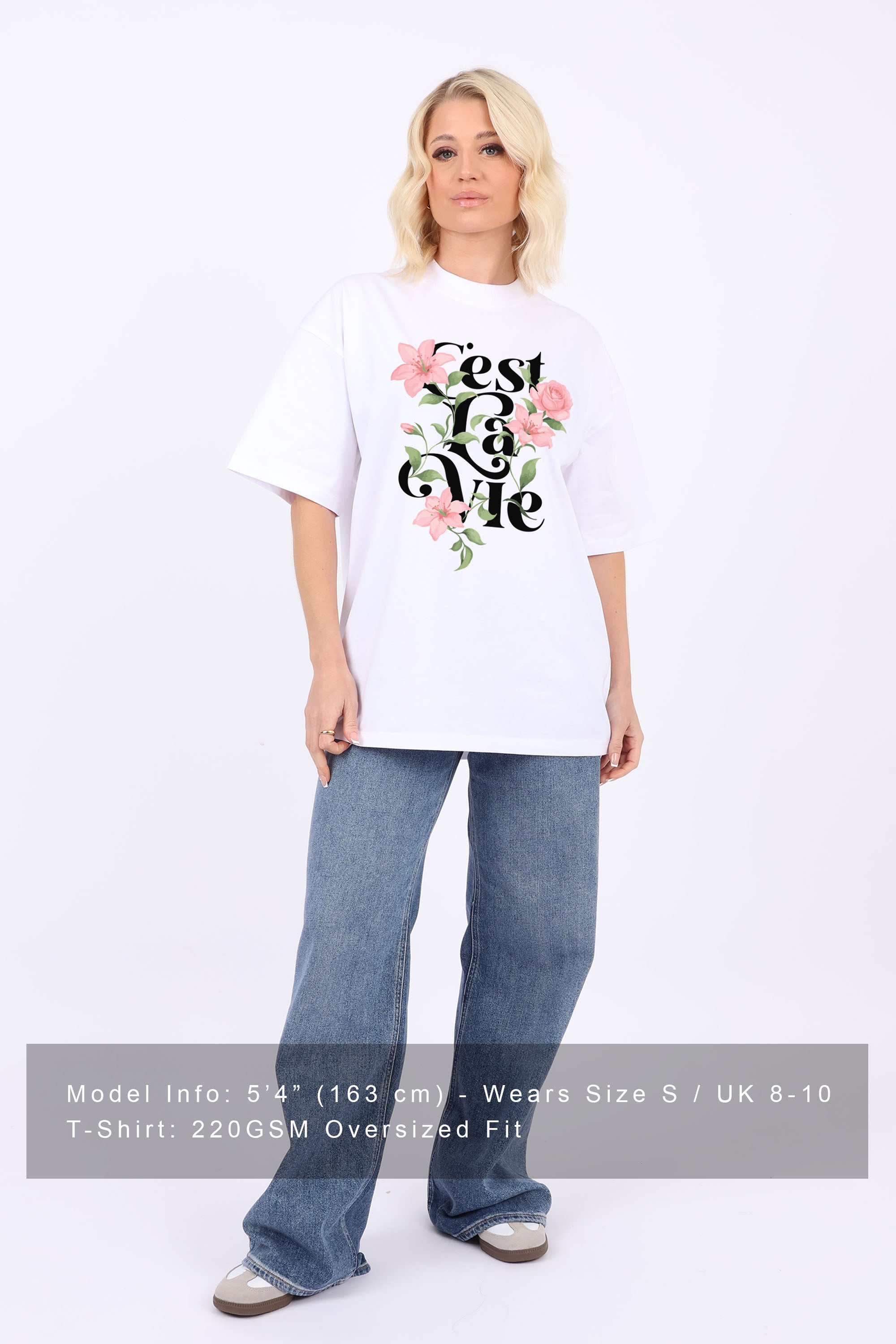 220GSM Oversized T-Shirt In C’est La Vie Floral Print
