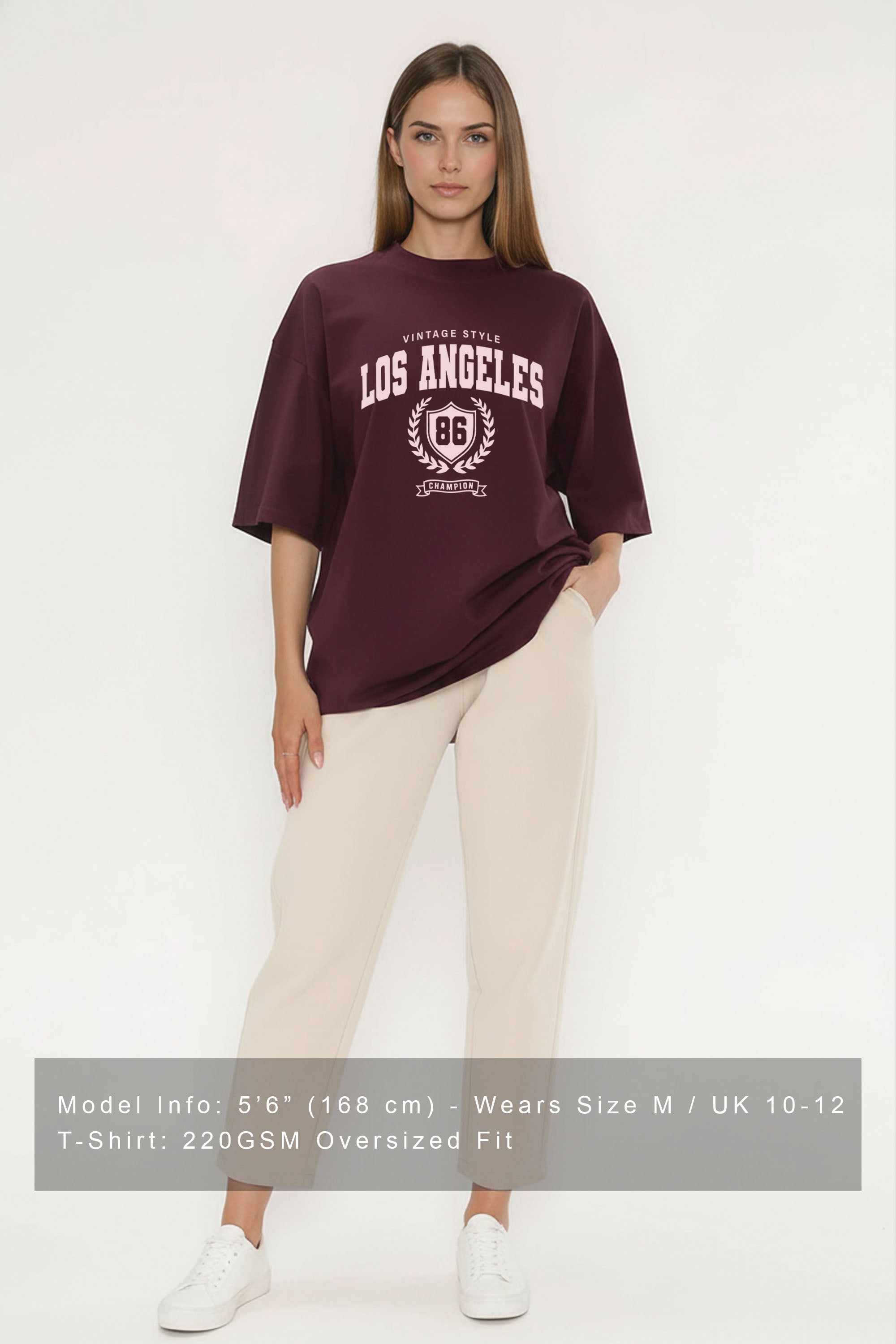 220GSM Oversized T-Shirt in Vintage Style Los Angeles Print