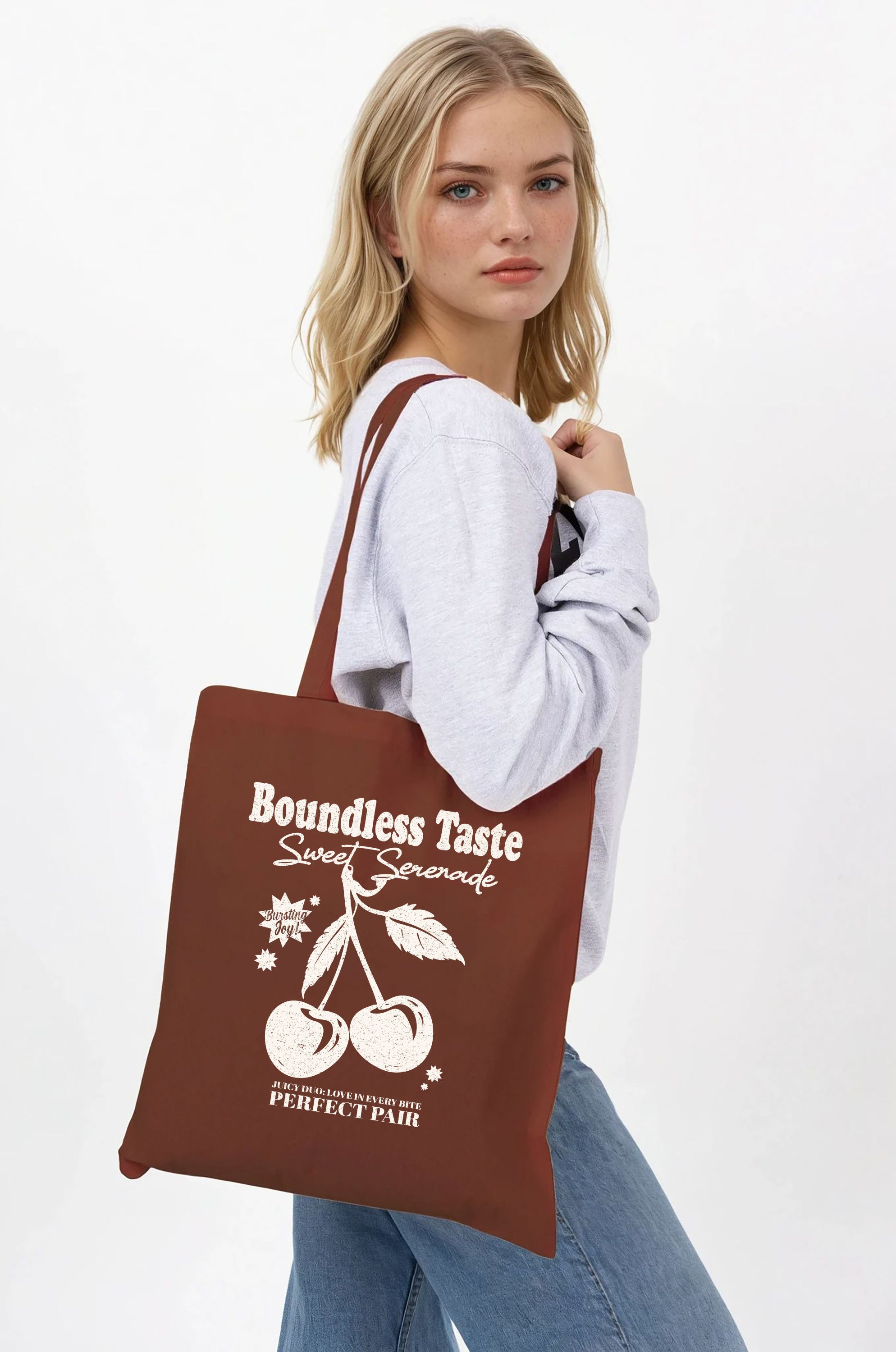 Boundless Taste Cherry Printed Cotton Tote Bag