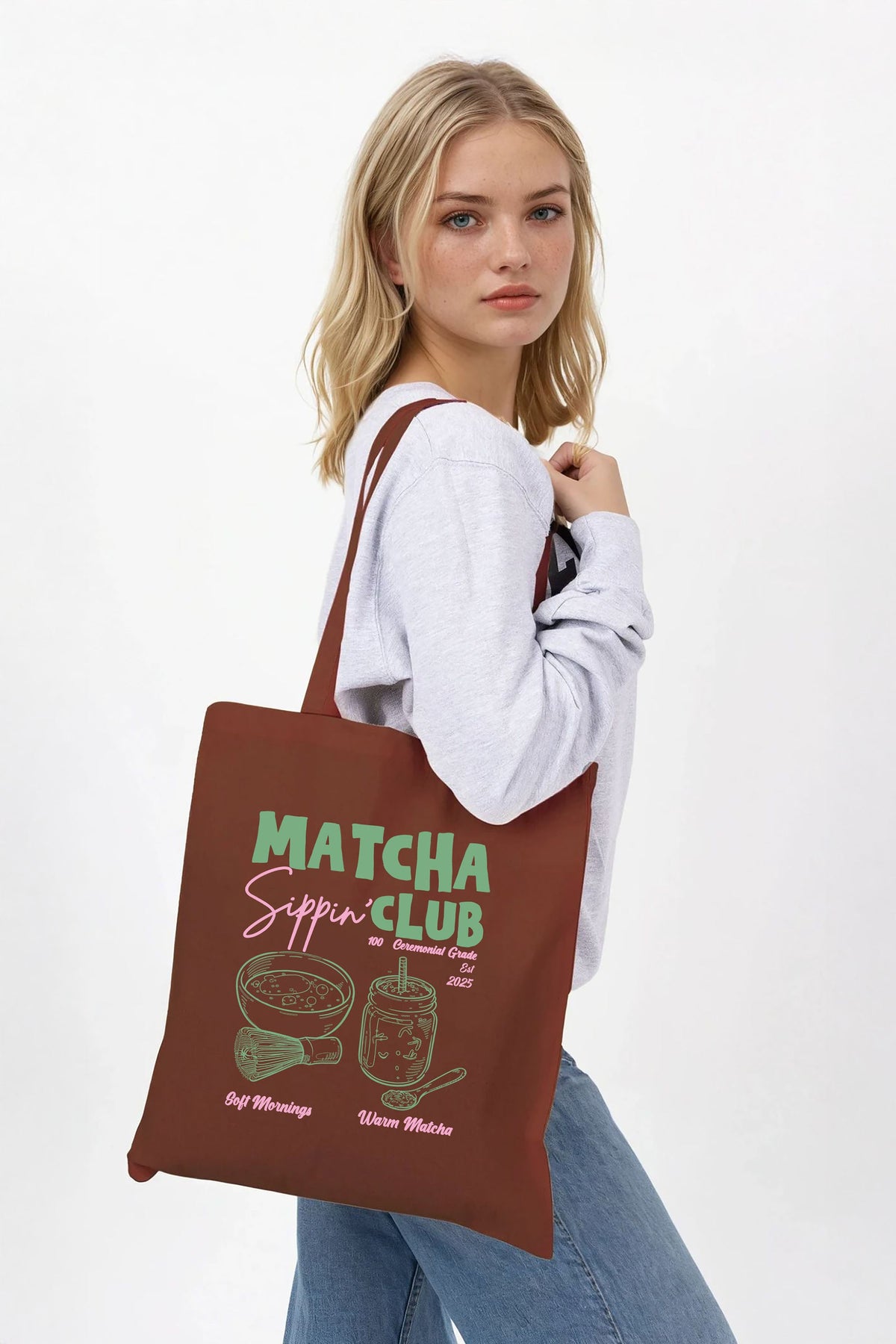 Matcha Club Printed Cotton Tote Bag