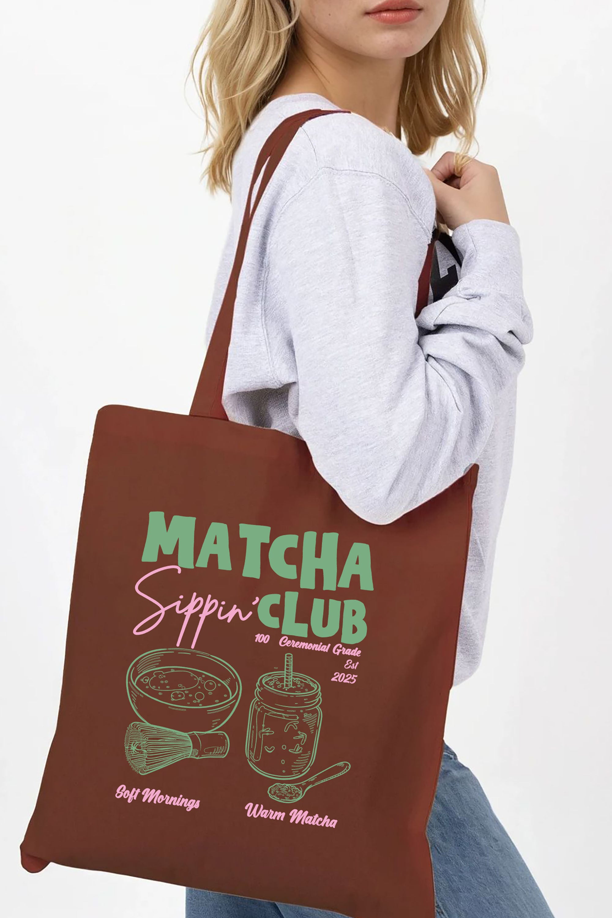 Matcha Club Printed Cotton Tote Bag