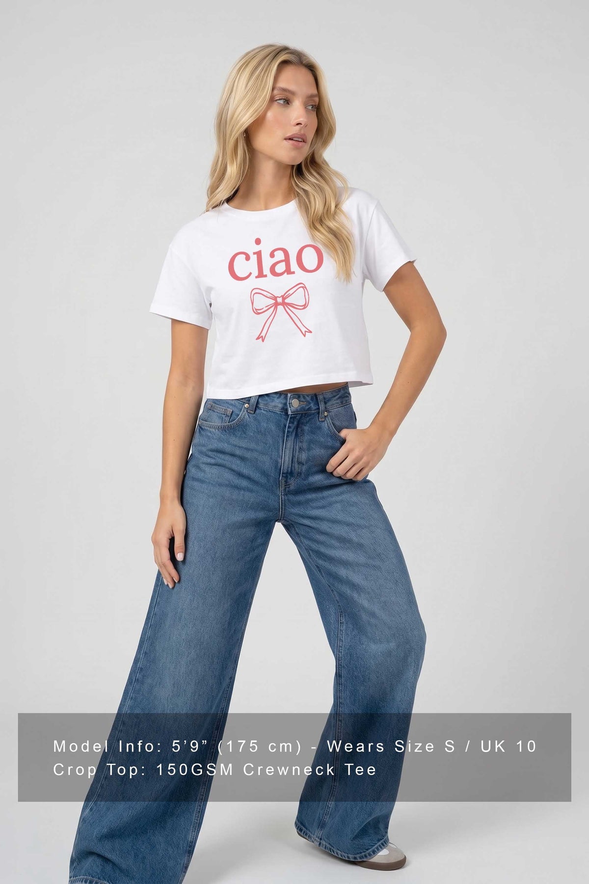 Cropped T-shirt in Ciao Bow Print