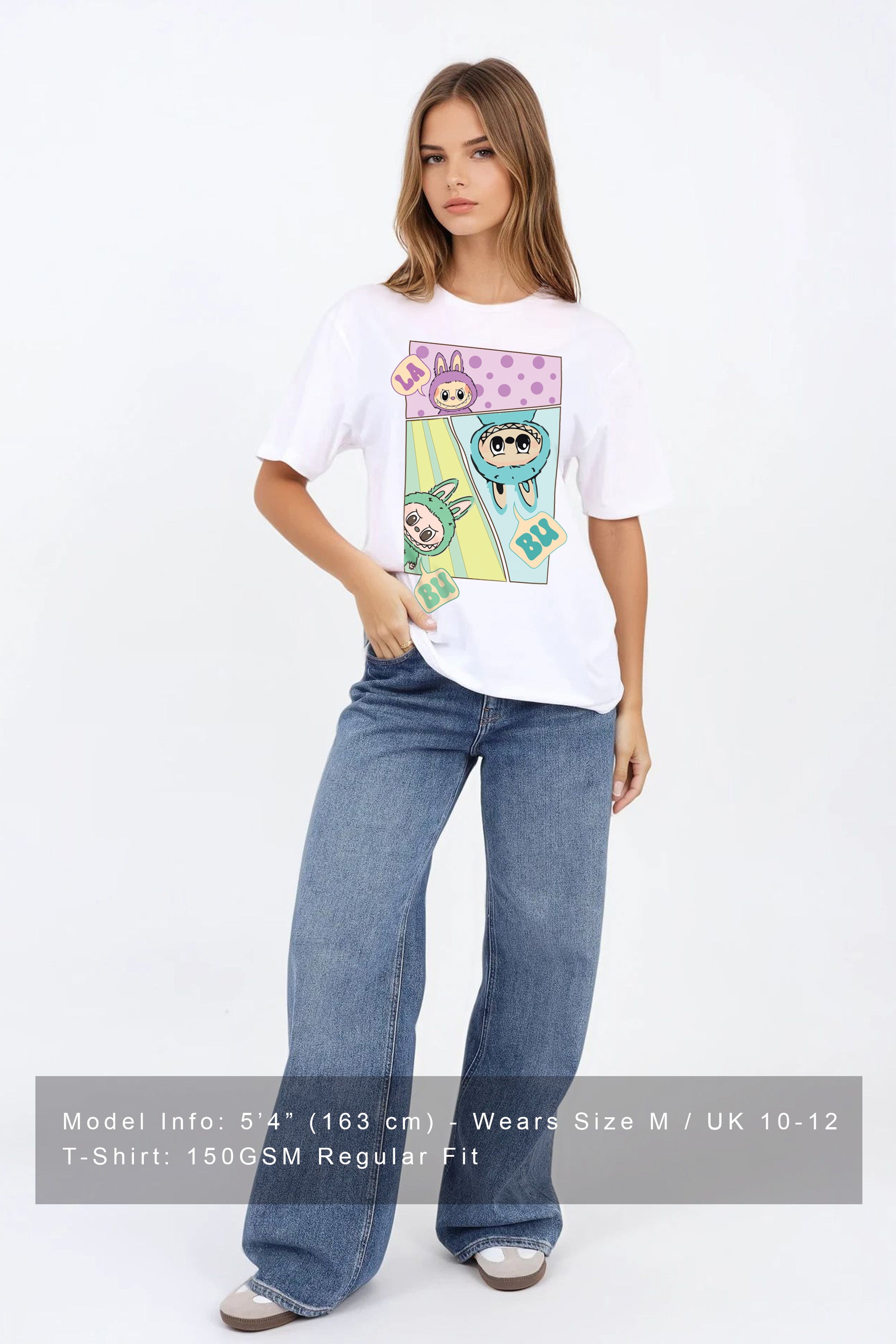 Regular Fit T-shirt in Comic Style Labubu Print