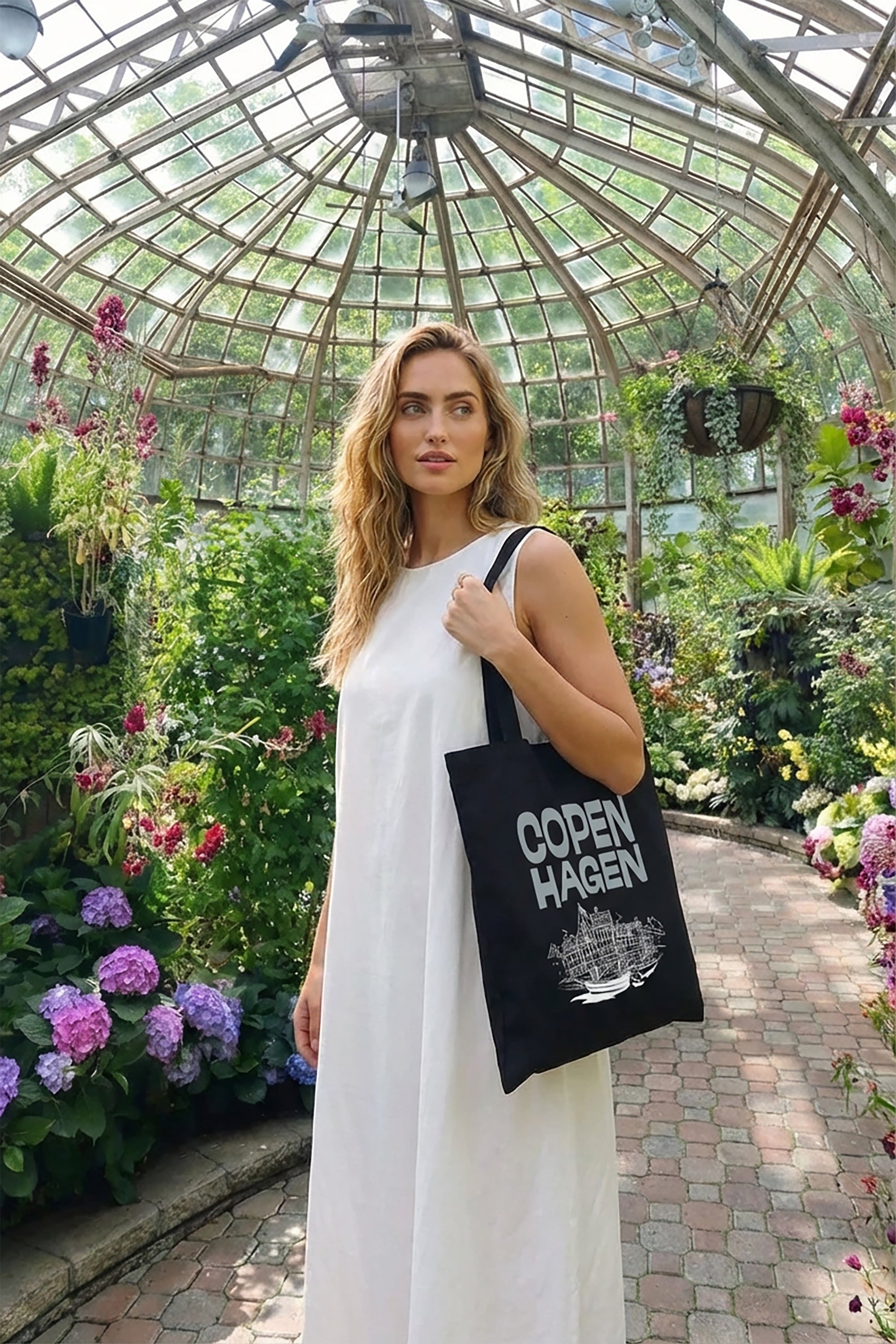 Copenhagen Denmark Graphic Printed Cotton Tote Bag