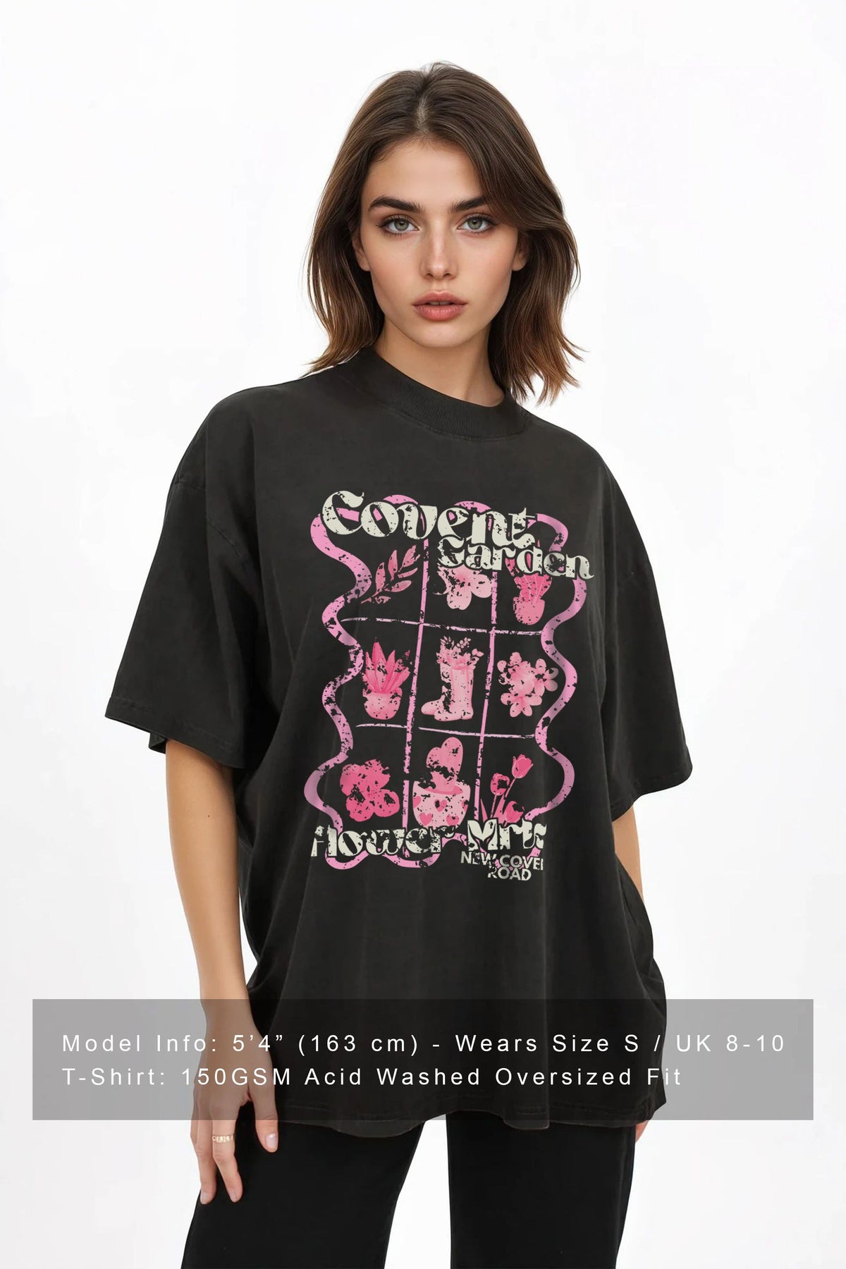 150GSM Oversized Washed T-Shirt in Covent Garden Floral Print