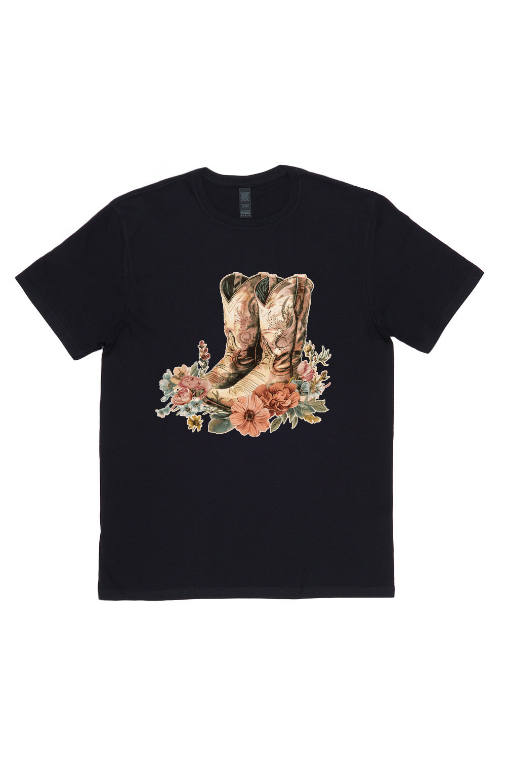 Cowboy boots with flowers T-Shirt in Black (Custom Packs)