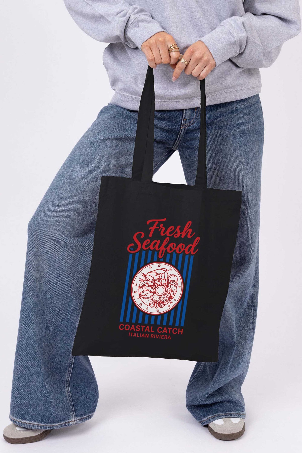 Fresh Seafood Printed Tote bag