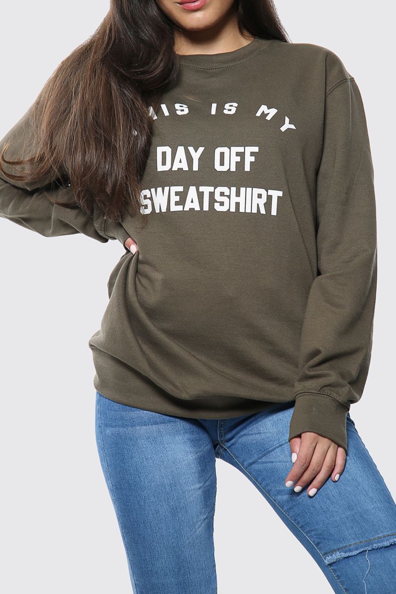 Day Off Slogan Oversized Sweatshirt (Pack of 6)