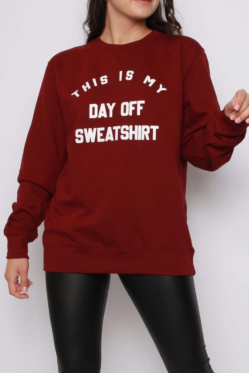 Day Off Slogan Oversized Sweatshirt (Pack of 6)