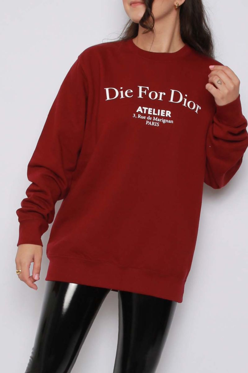 Die For Dior Slogan Oversized Sweatshirt (Pack of 6)