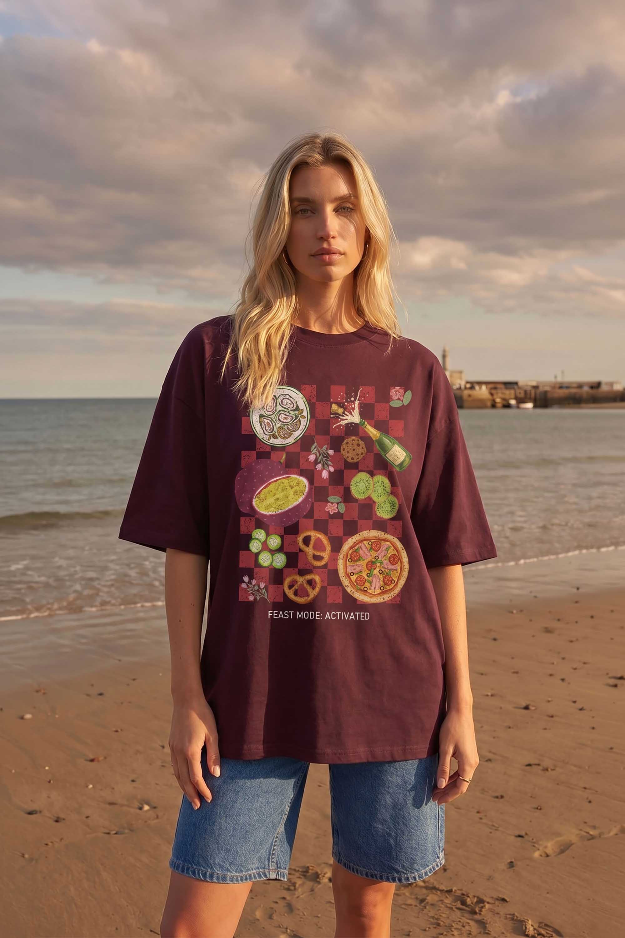 220GSM Oversized T-Shirt in Feast Mood Activated Print