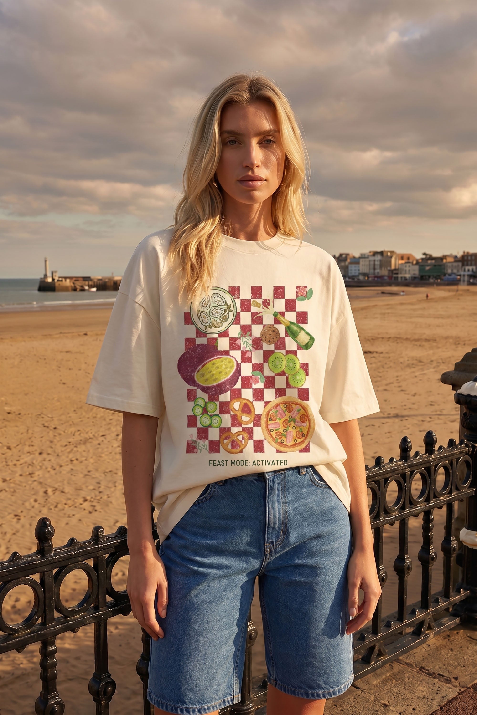 220GSM Oversized T-Shirt in Feast Mood Activated Graphic Tee