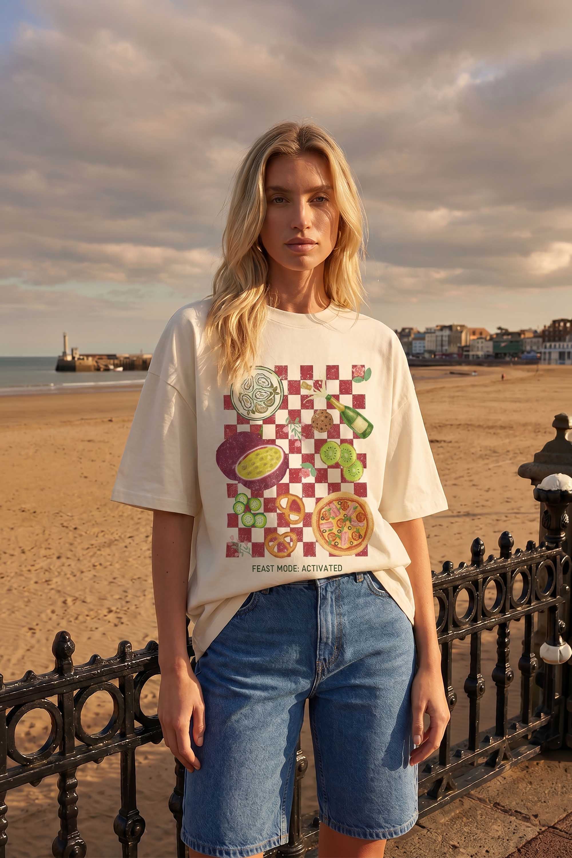 220GSM Oversized T-Shirt in Feast Mood Activated Print