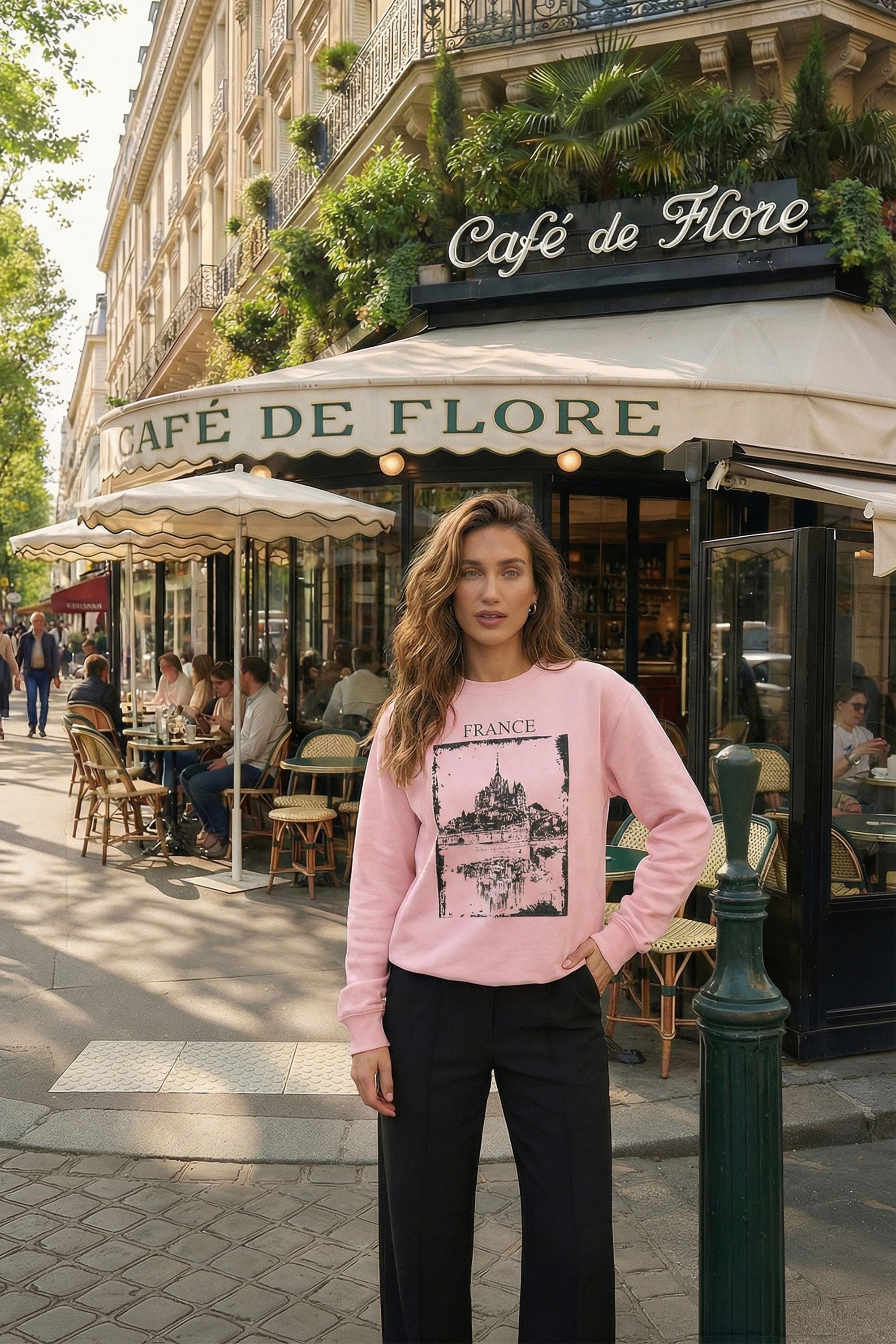 Women Crew Neck France Vintage Printed Sweatshirt (Pack of 6)