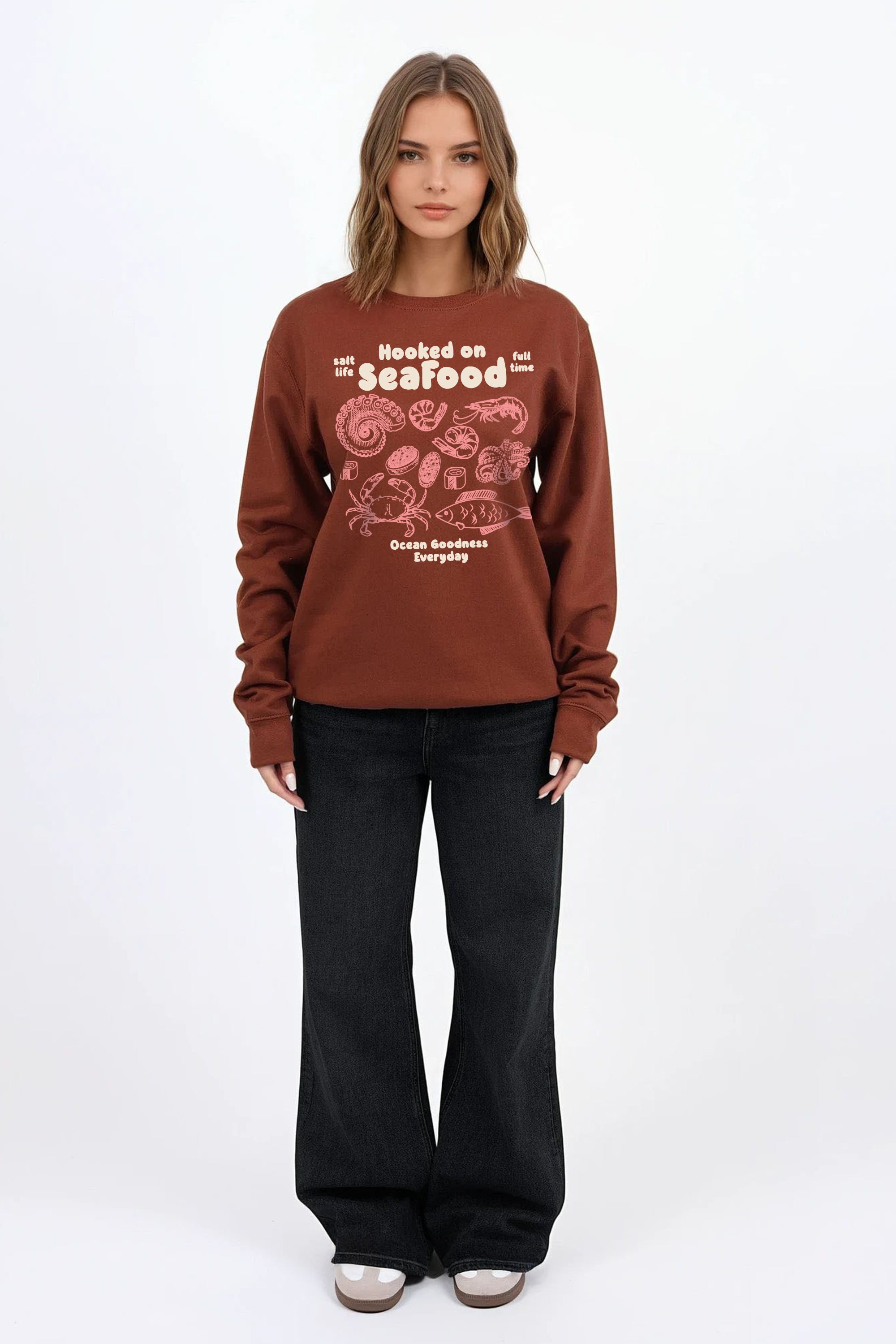 Hooked on Seafood Printed Sweatshirt