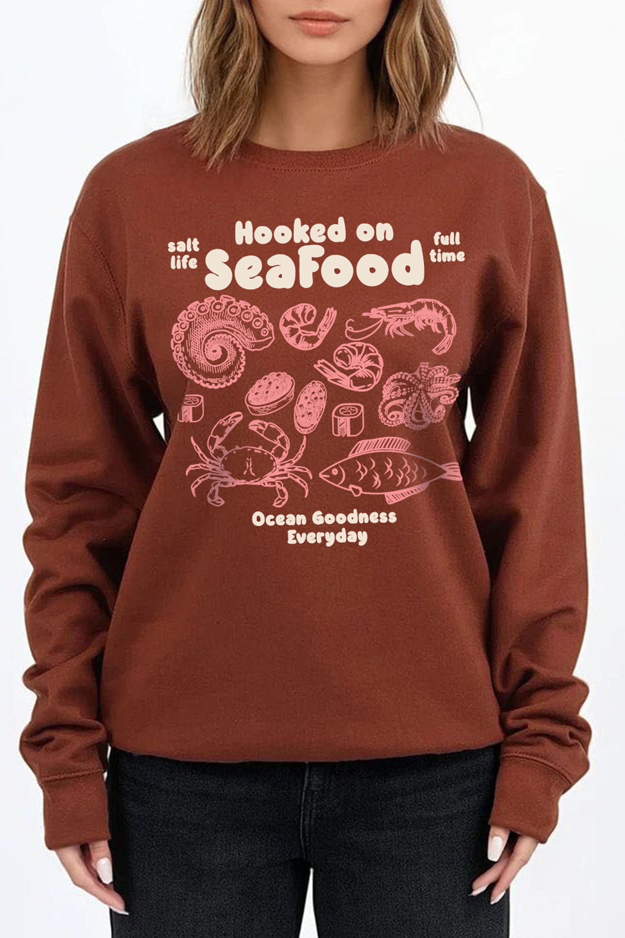 Hooked on Seafood Printed Sweatshirt