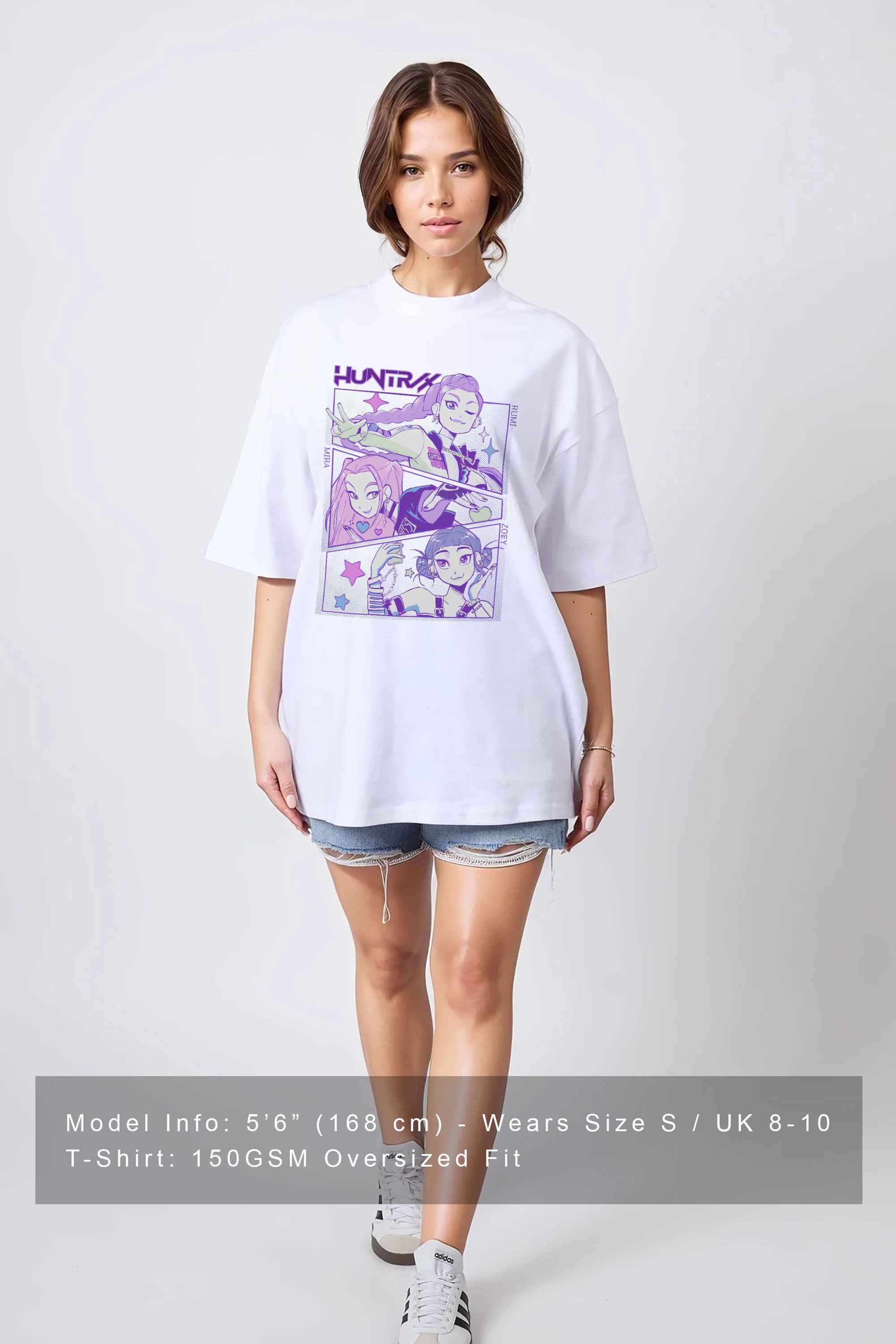 150GSM Oversized T-Shirt in Huntrix K-Pop Anime Print