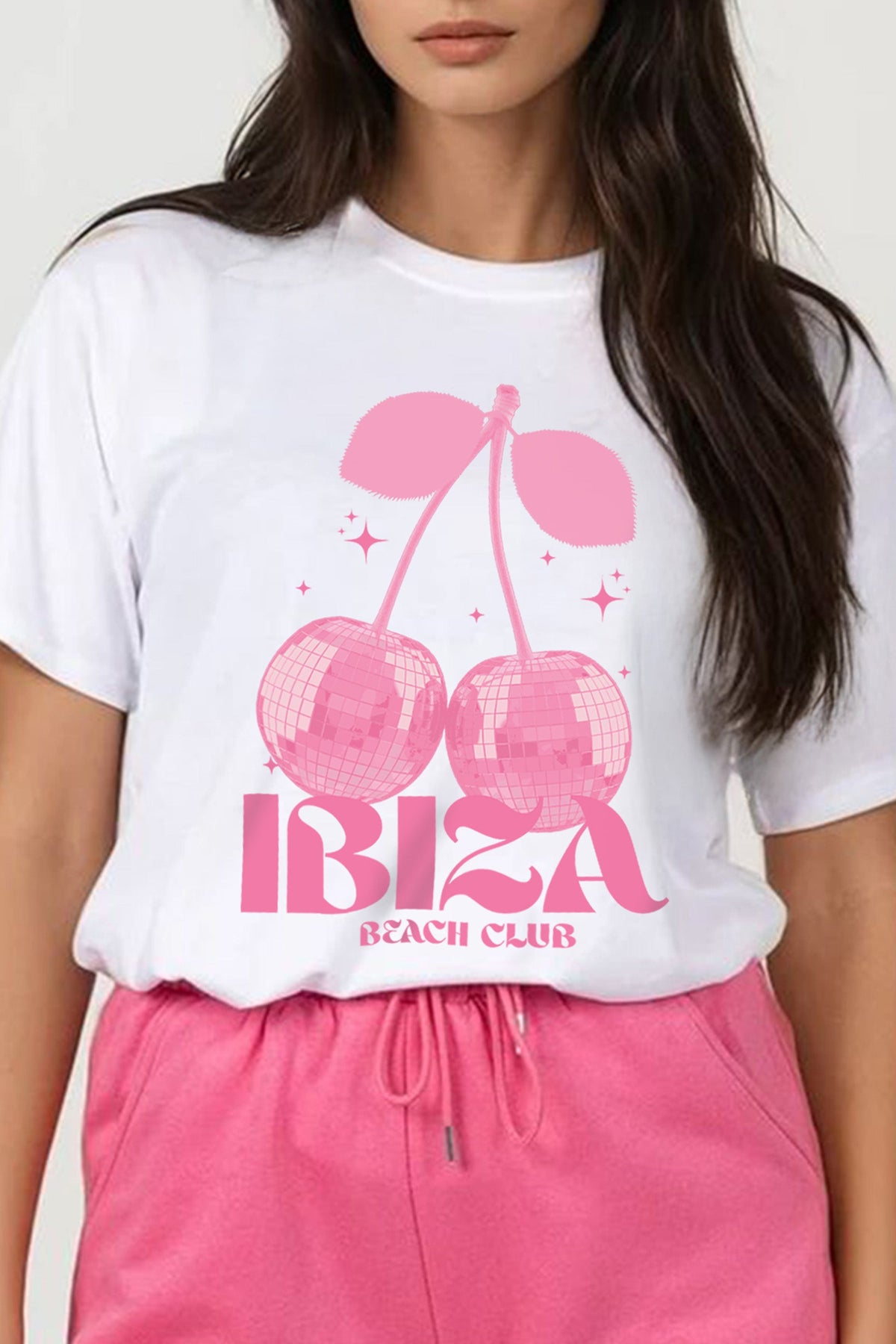 Regular Fit T-Shirt & Short Set In Ibiza Club Disco Cherry Print (Pack of 4 sets)