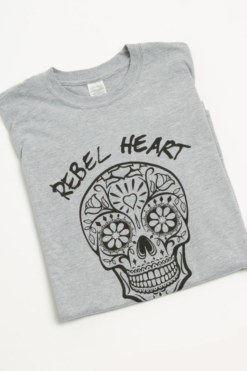 Rebel Heart Skull Print Oversized T-Shirt (Pack of 6)