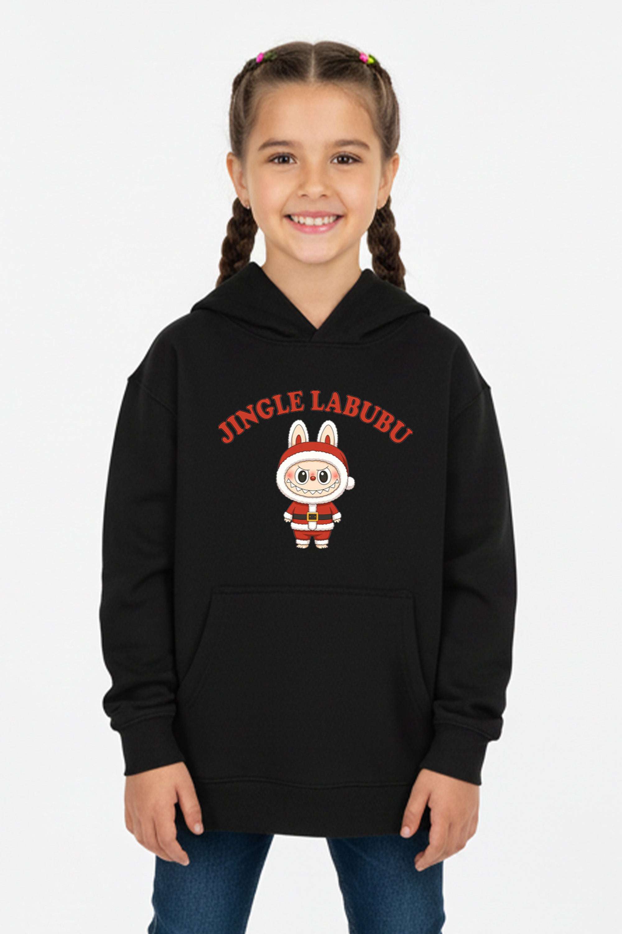 Kids Jingle Labubu Christmas Printed Hoodie