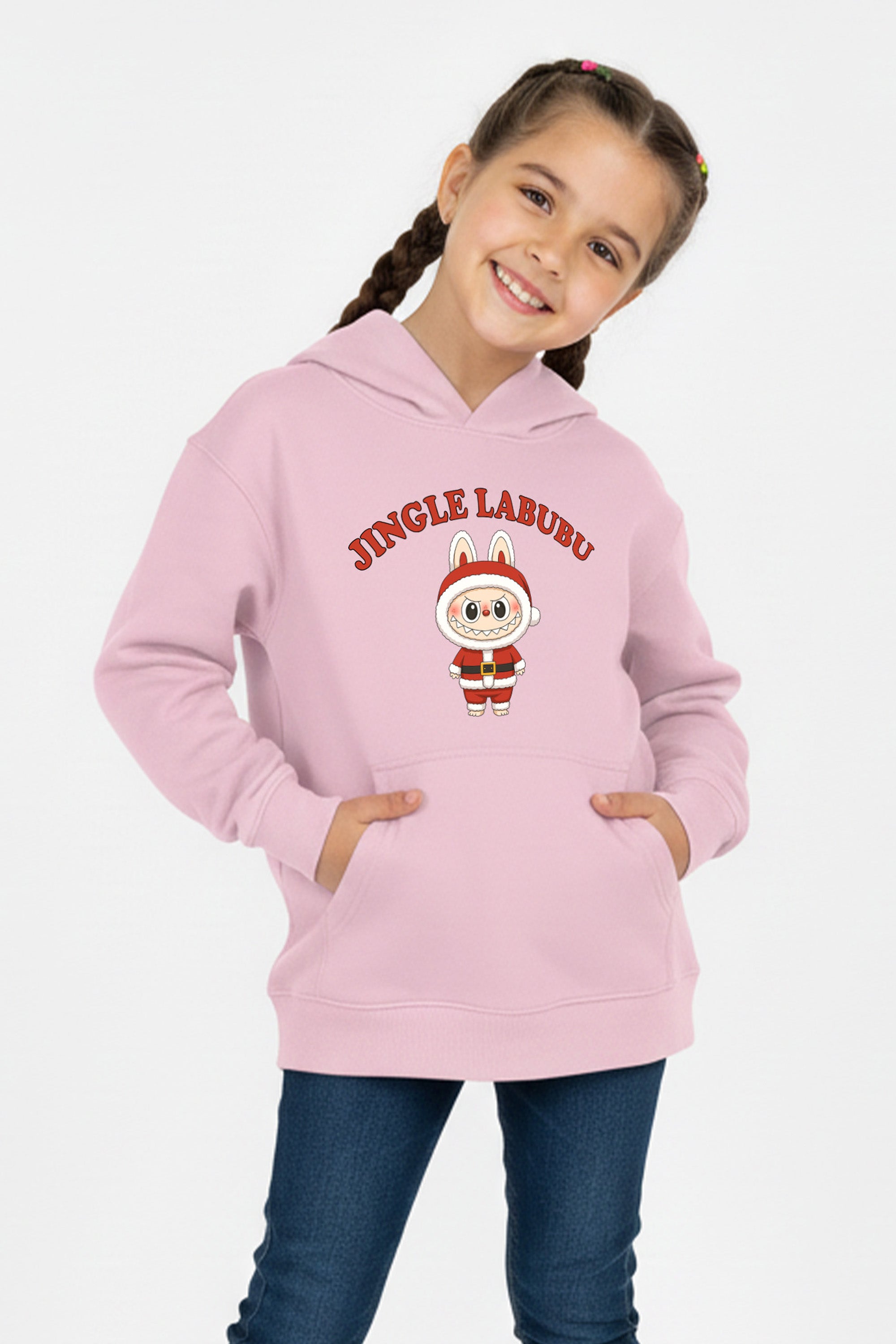 Kids Jingle Labubu Christmas Printed Hoodie