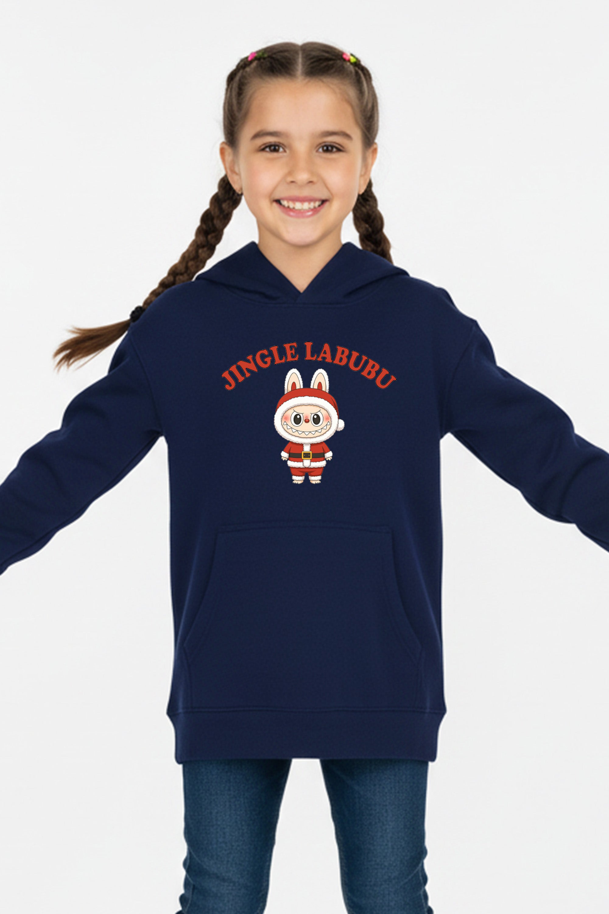 Kids Jingle Labubu Christmas Printed Hoodie