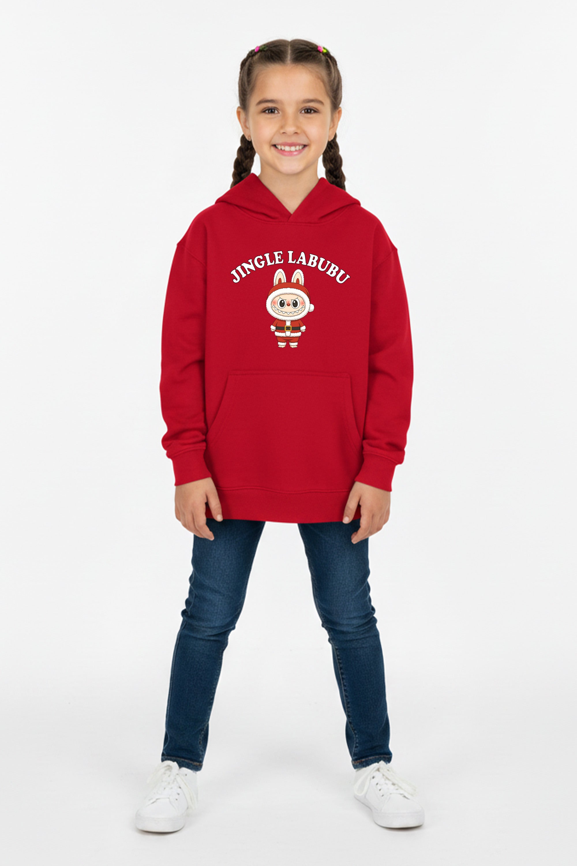 Kids Jingle Labubu Christmas Printed Hoodie