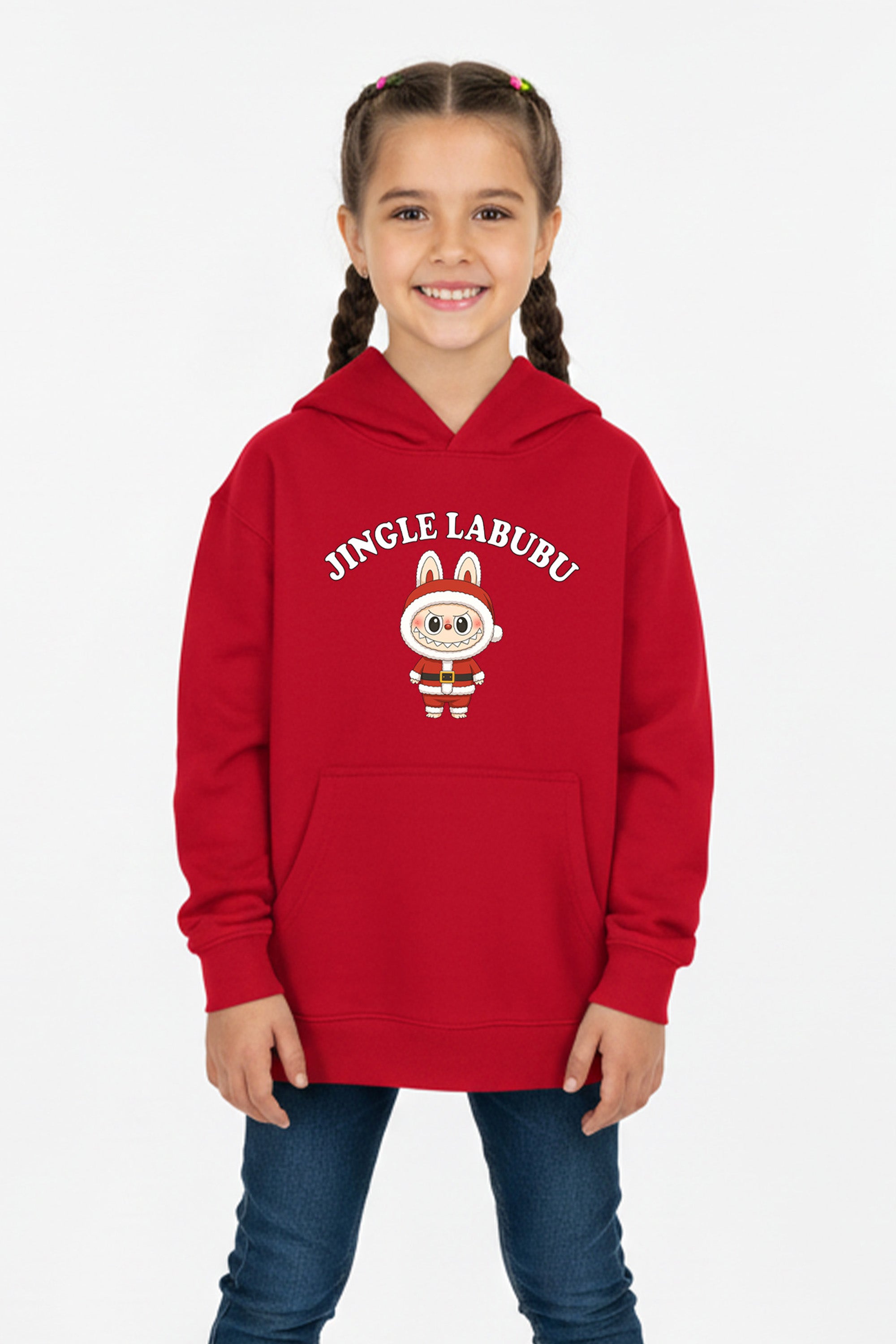 Kids Jingle Labubu Christmas Printed Hoodie