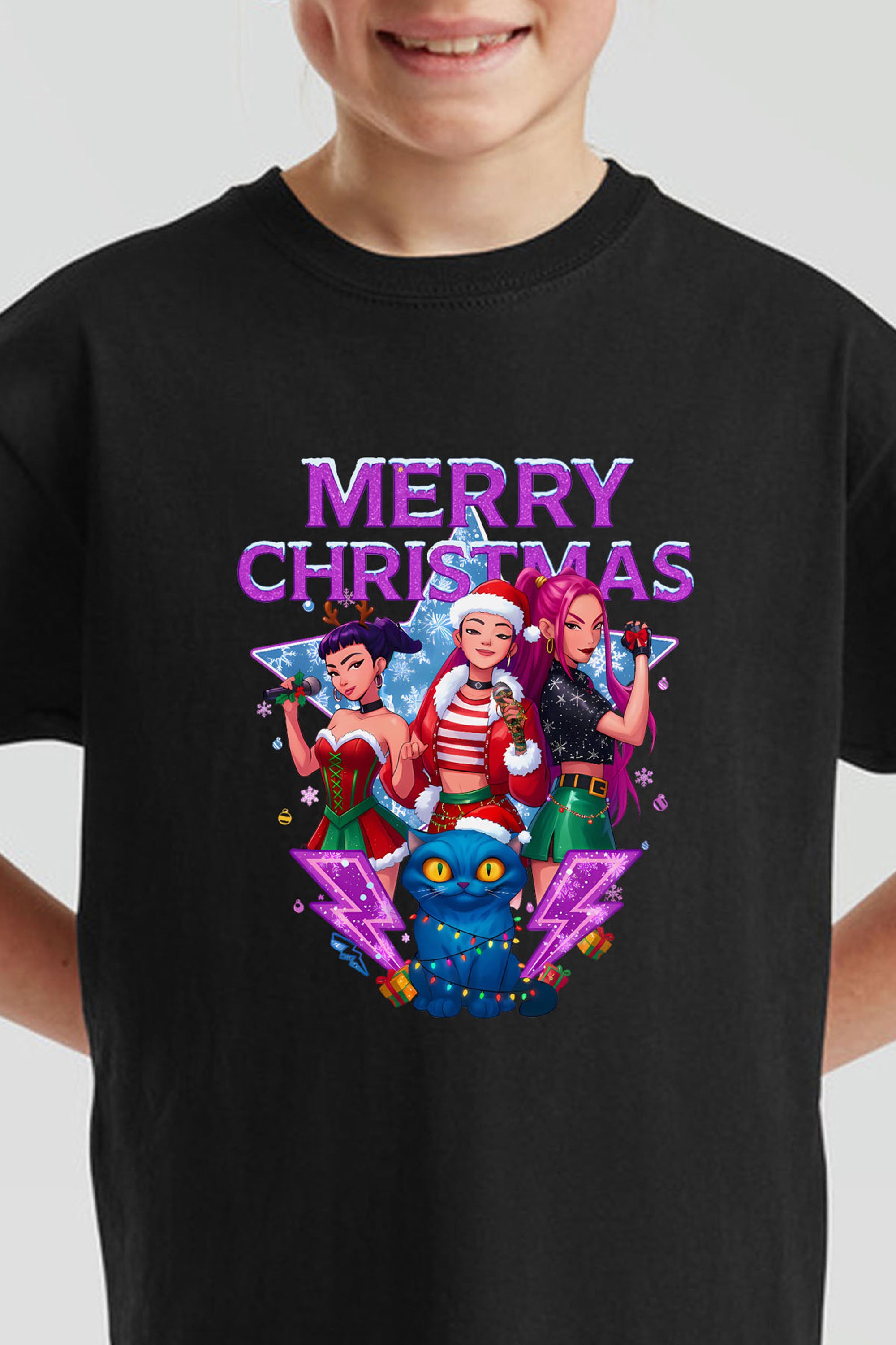 Kids Kpop Girls squad Christmas Printed T-Shirt