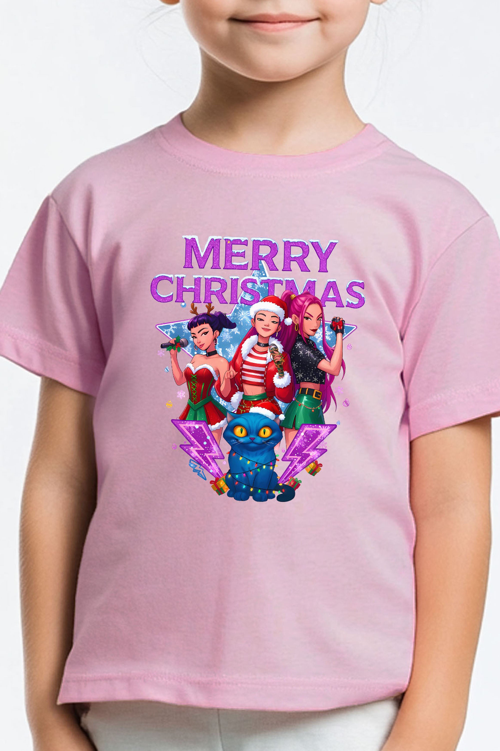 Kids Kpop Girls squad Christmas Printed T-Shirt
