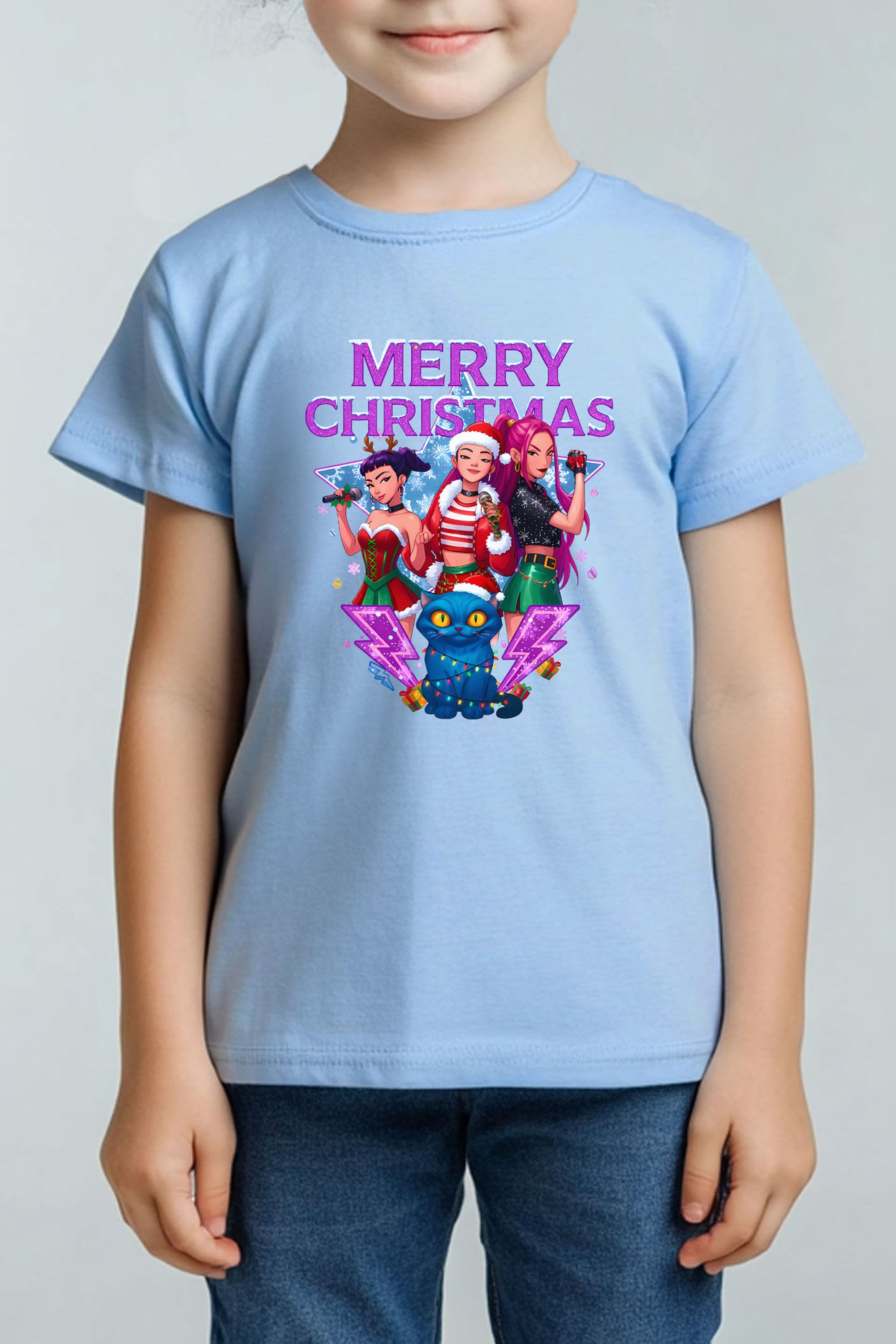 Kids Kpop Girls squad Christmas Printed T-Shirt