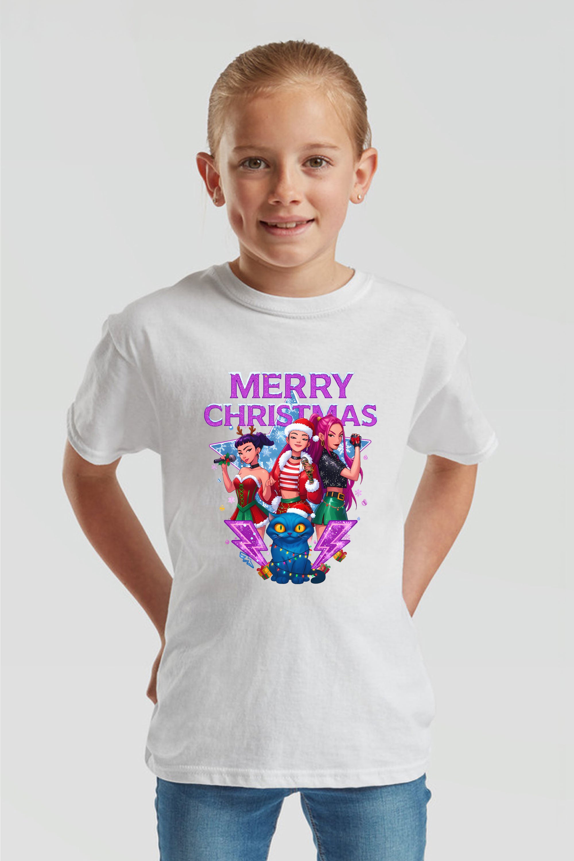 Kids Kpop Girls squad Christmas Printed T-Shirt