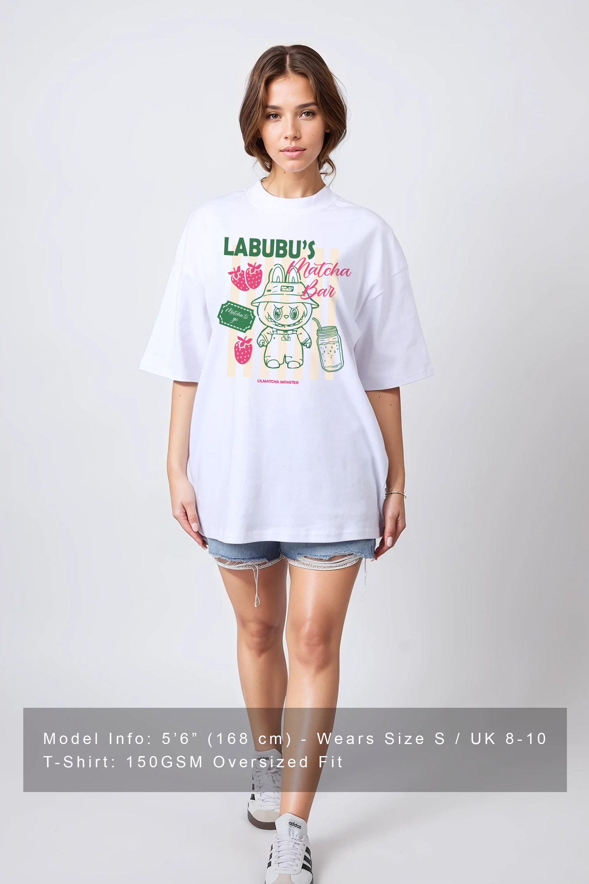 150GSM Oversized T-Shirt in Labubu Matcha Bar Print