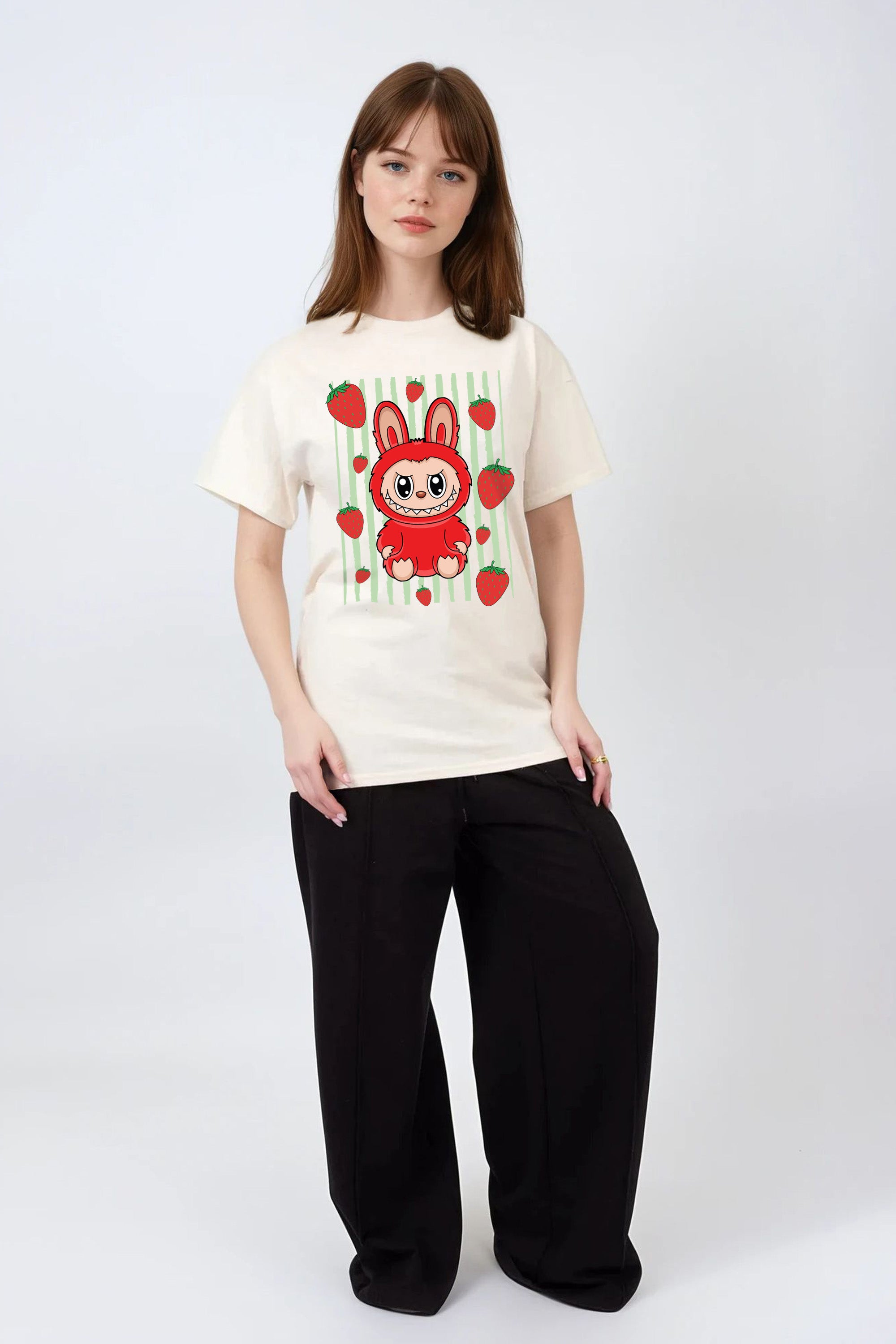 Regular Fit T-shirt in Strawberry Labubu Print