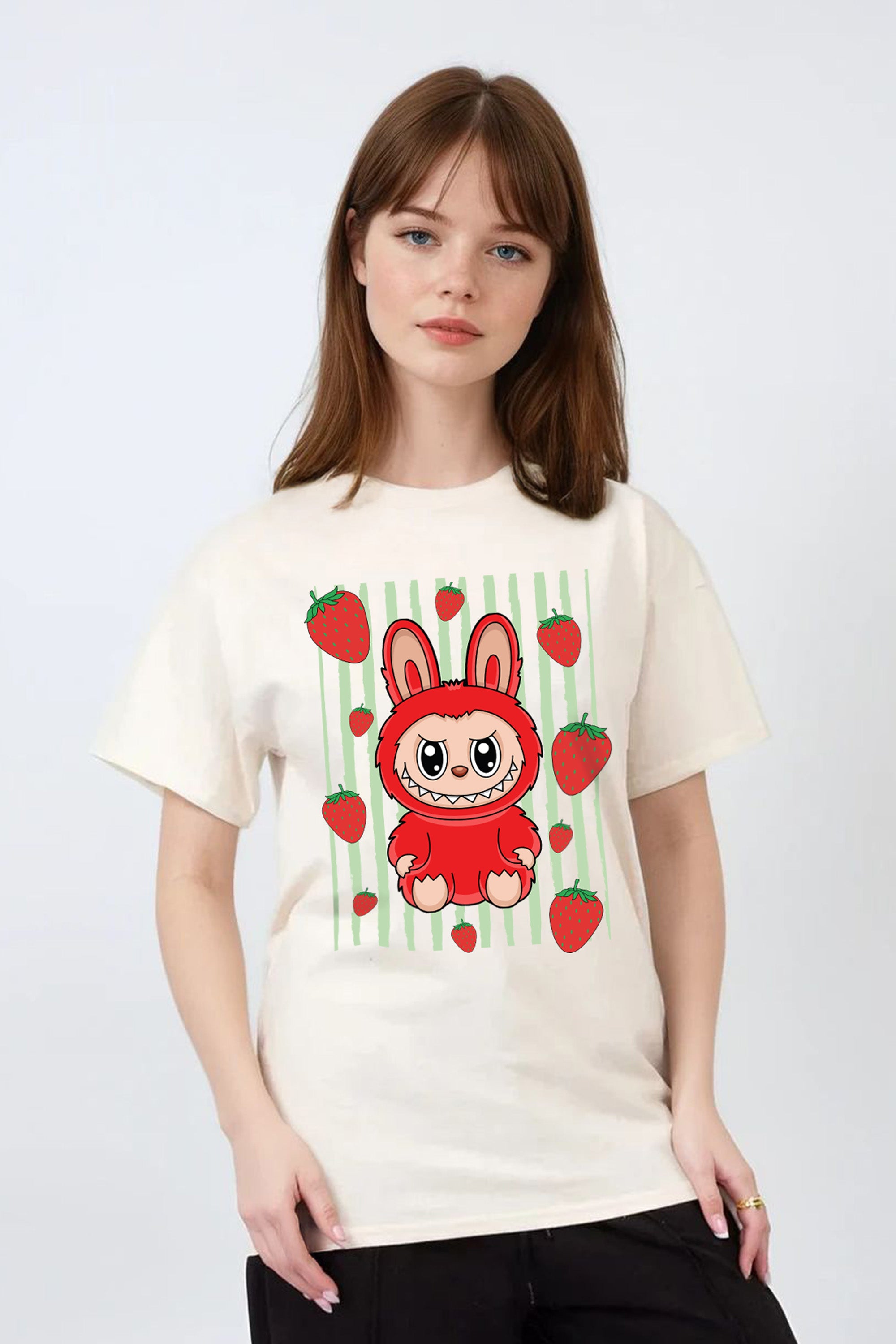 Regular Fit T-shirt in Strawberry Labubu Print