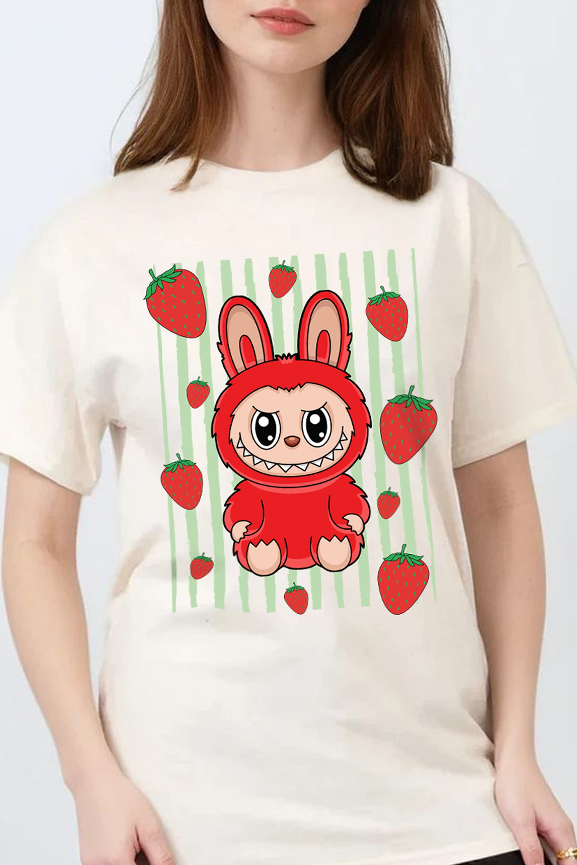 Regular Fit T-shirt in Strawberry Labubu Print
