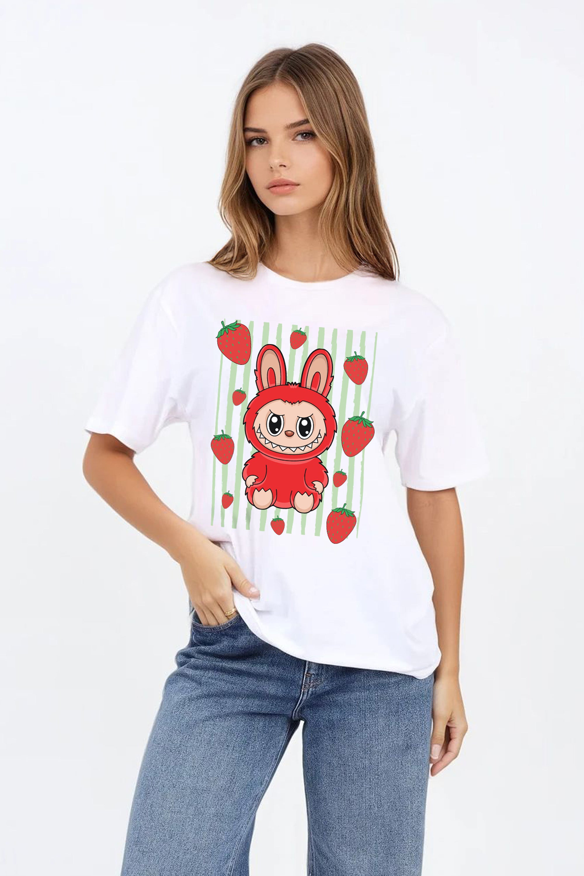 Regular Fit T-shirt in Strawberry Labubu Print