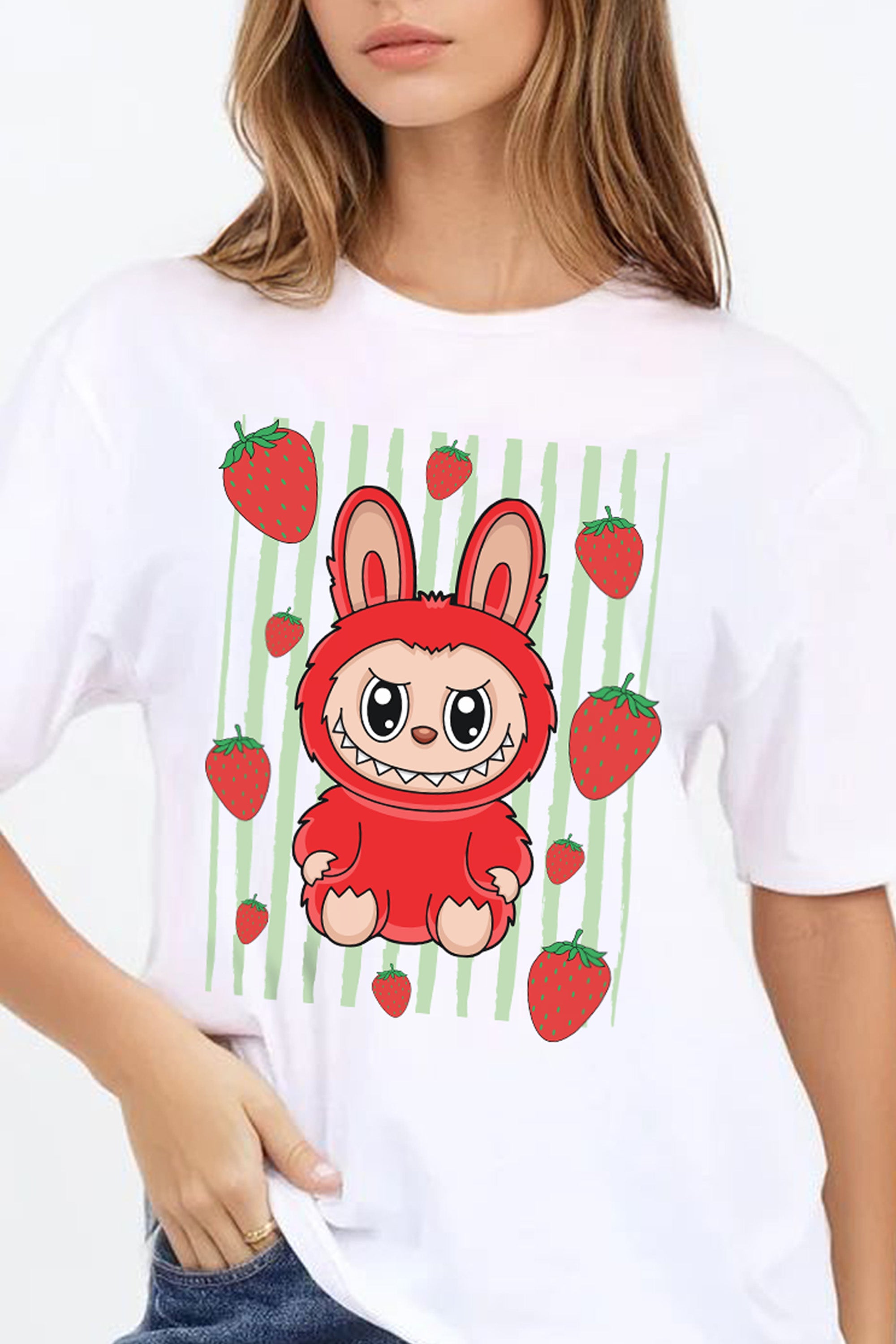 Regular Fit T-shirt in Strawberry Labubu Print