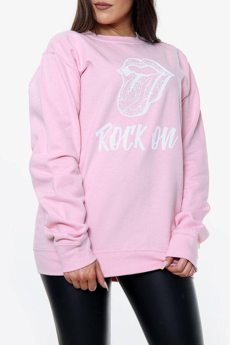 Rock On Slogan Oversized Sweatshirt (Pack of 6)