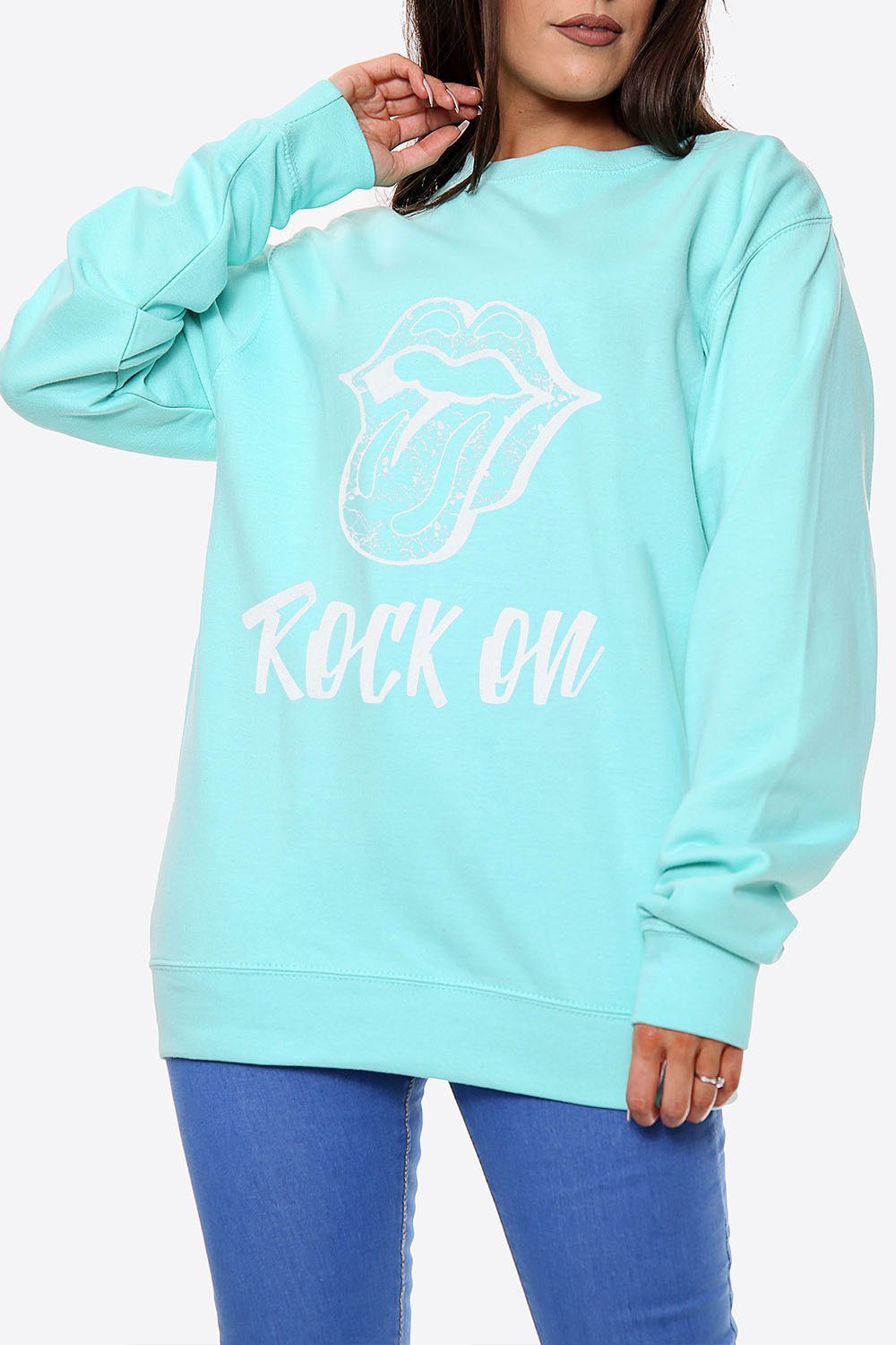 Rock On Slogan Oversized Sweatshirt (Pack of 6)