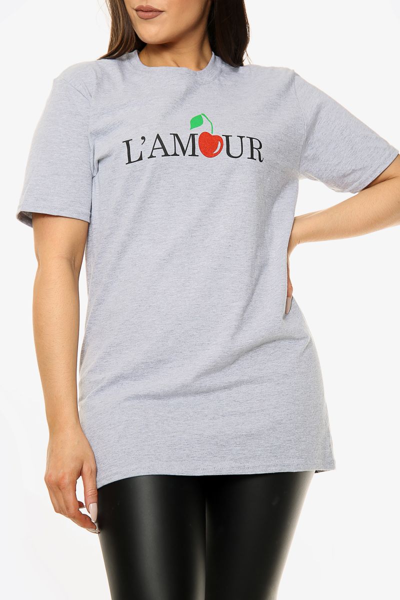 L'AMOUR Cherry Print Oversized T-Shirt