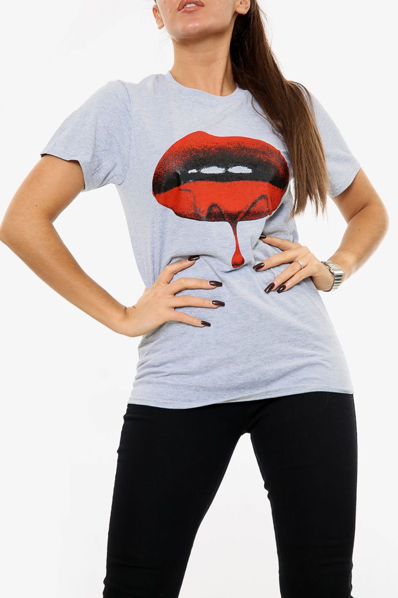 Red Lips Print Oversized T-Shirt (Pack of 6)