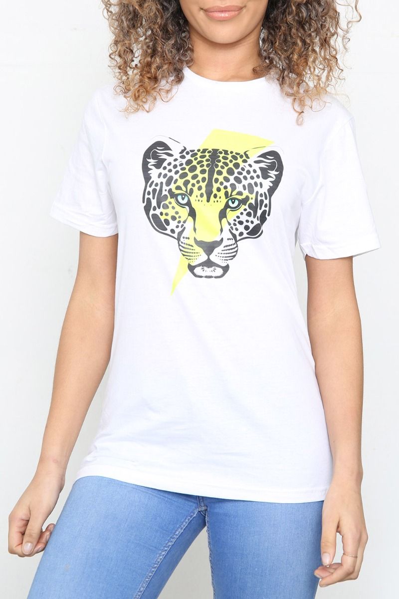 Leopard and Neon Lightning Print T-Shirt (Pack of 6)