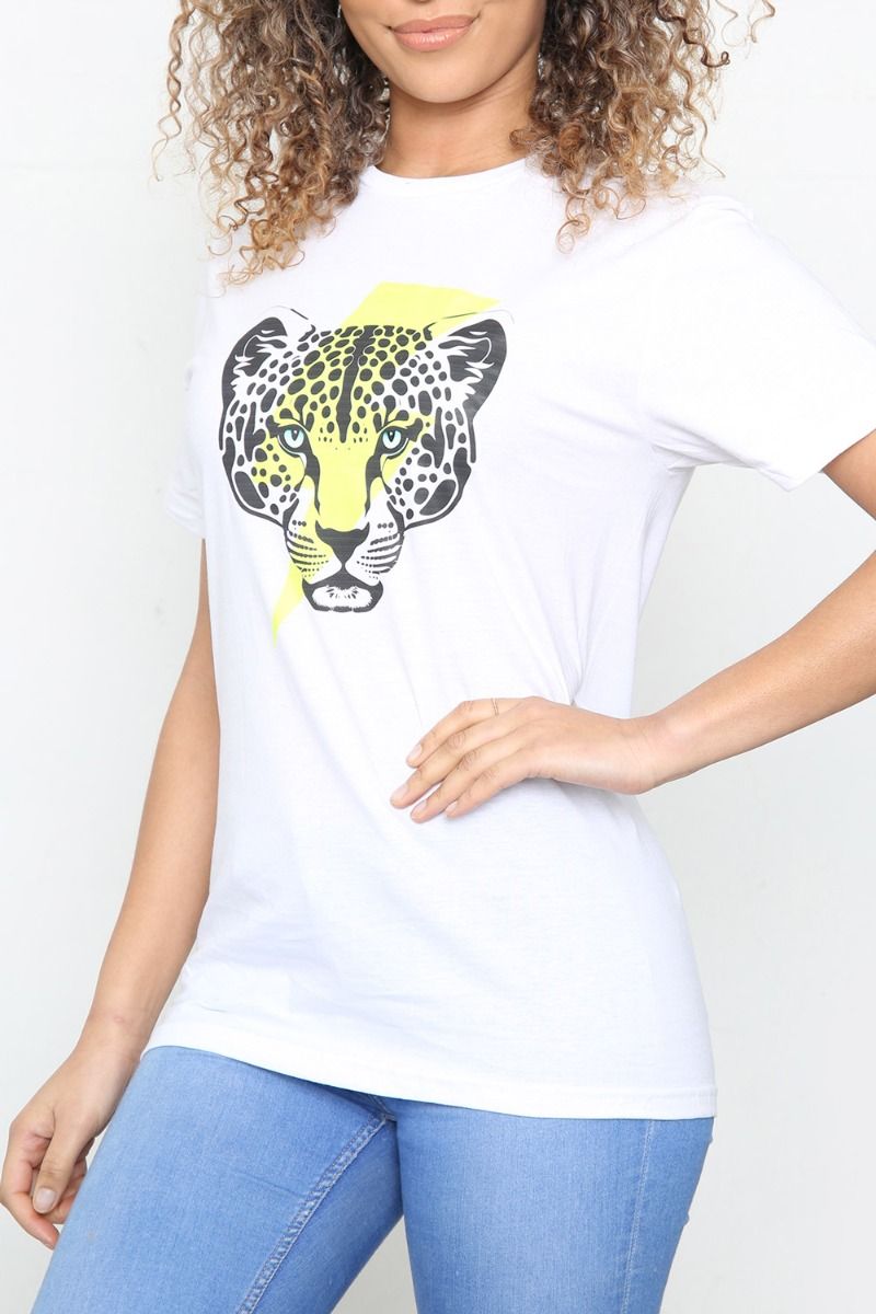 Leopard and Neon Lightning Print T-Shirt (Pack of 6)