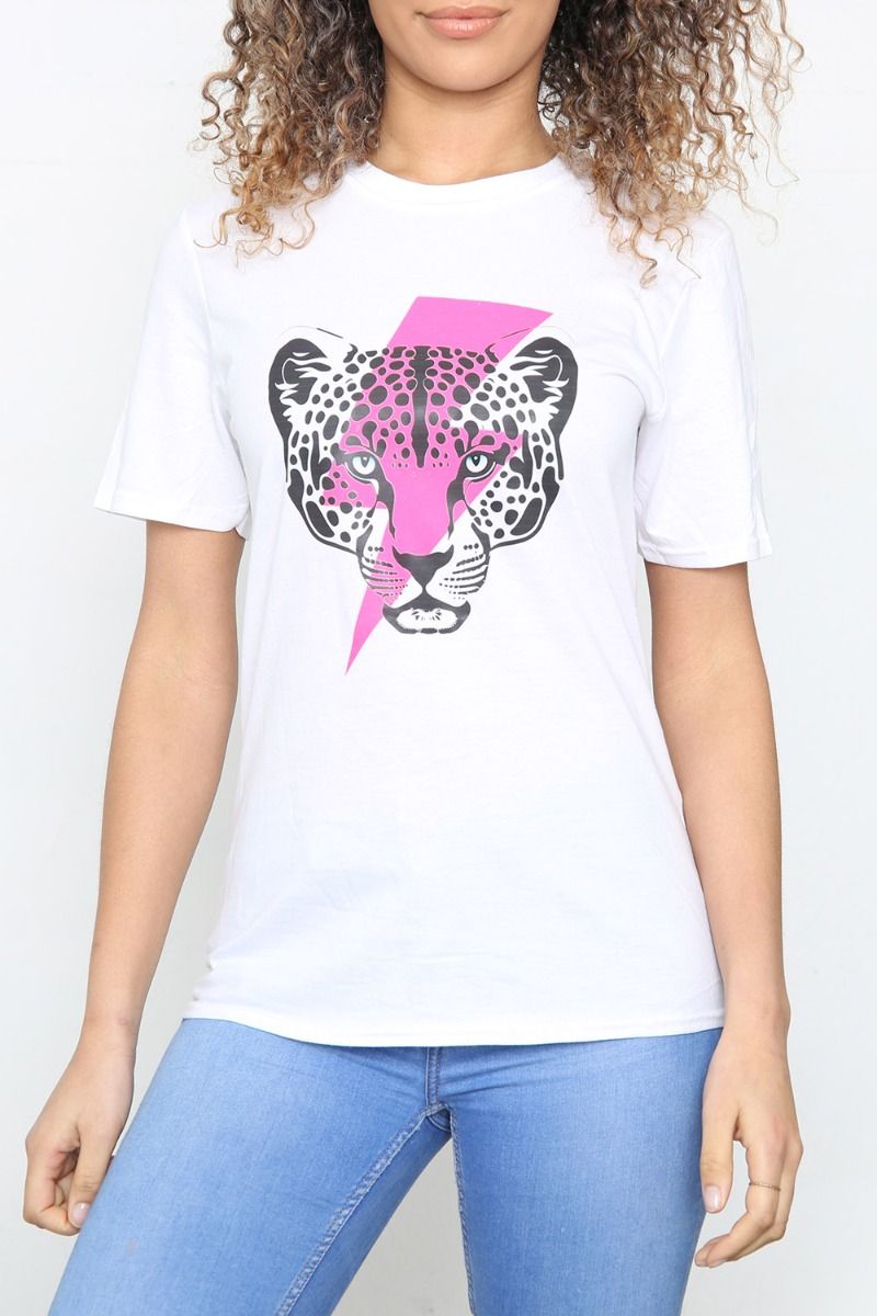 Leopard and Neon Lightning Print T-Shirt (Pack of 6)