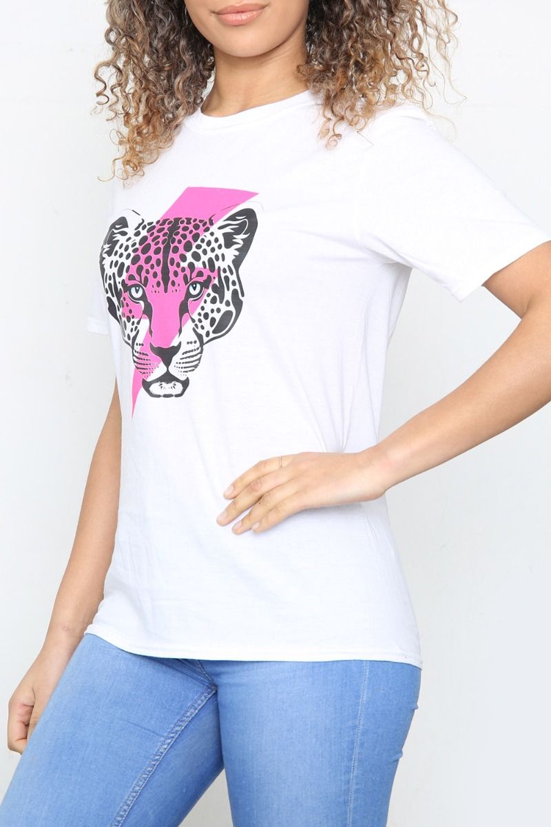 Leopard and Neon Lightning Print T-Shirt (Pack of 6)