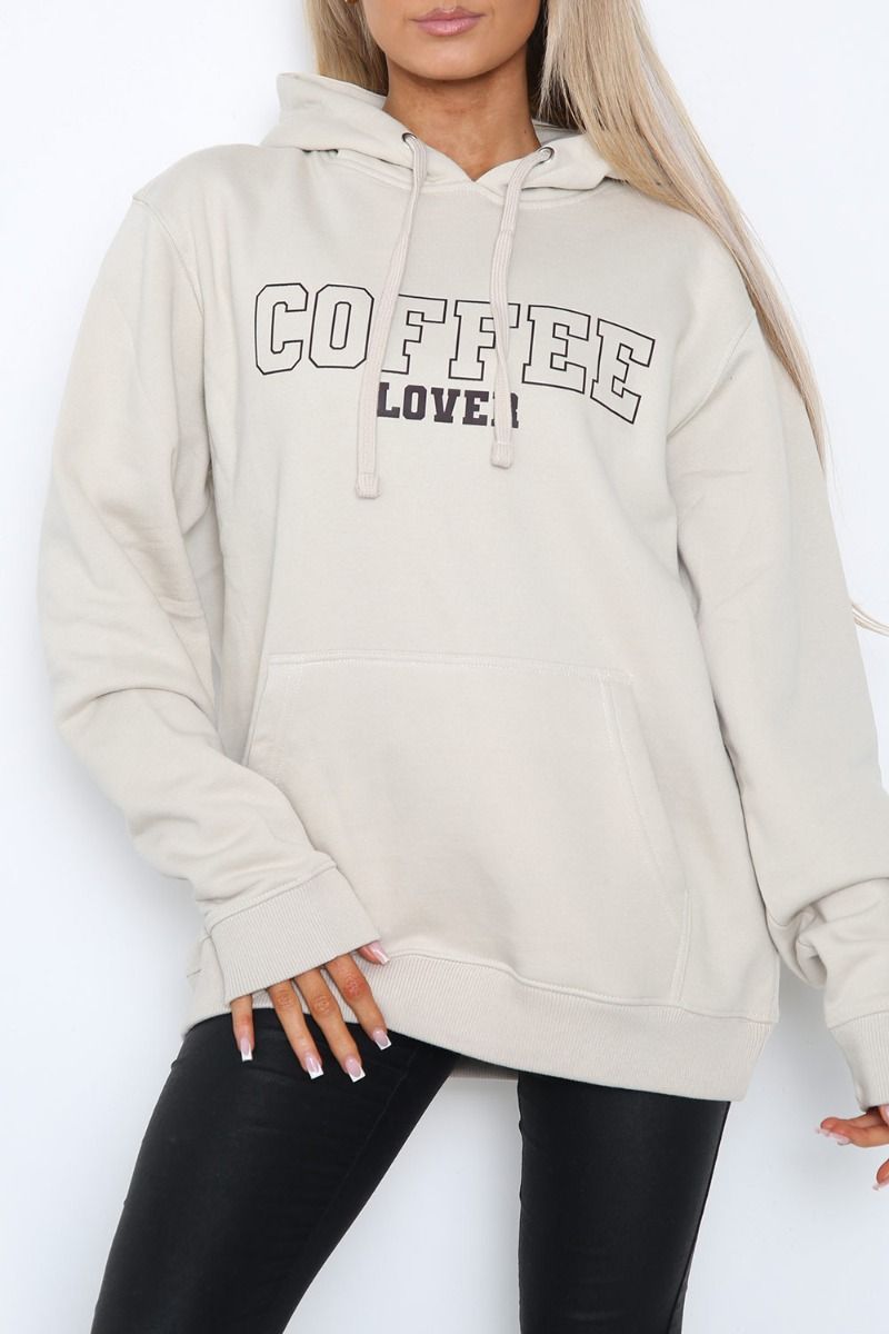 Coffee Lover Slogan Print Hoodie